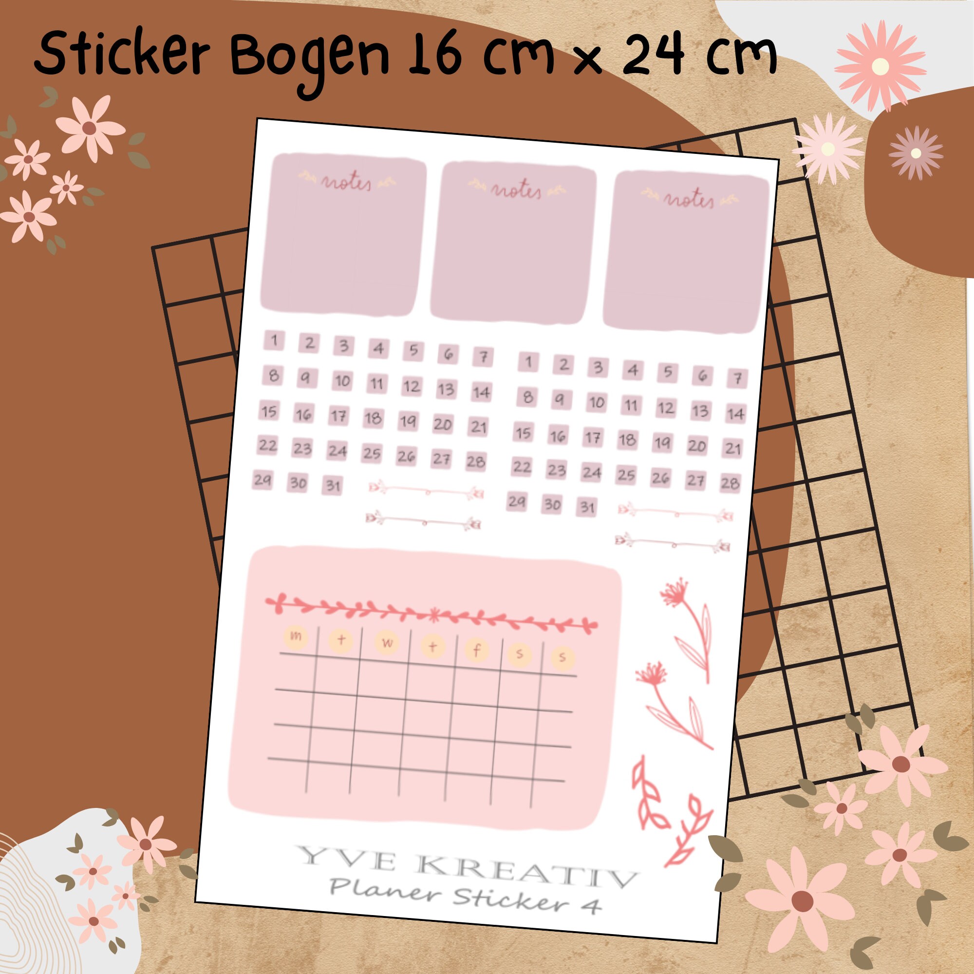 Sticker Planer | über 70 Aufkleber Sticker Bogen Set Stickerbogen  -  Wochenplaner Kalender Bullet Journaling
