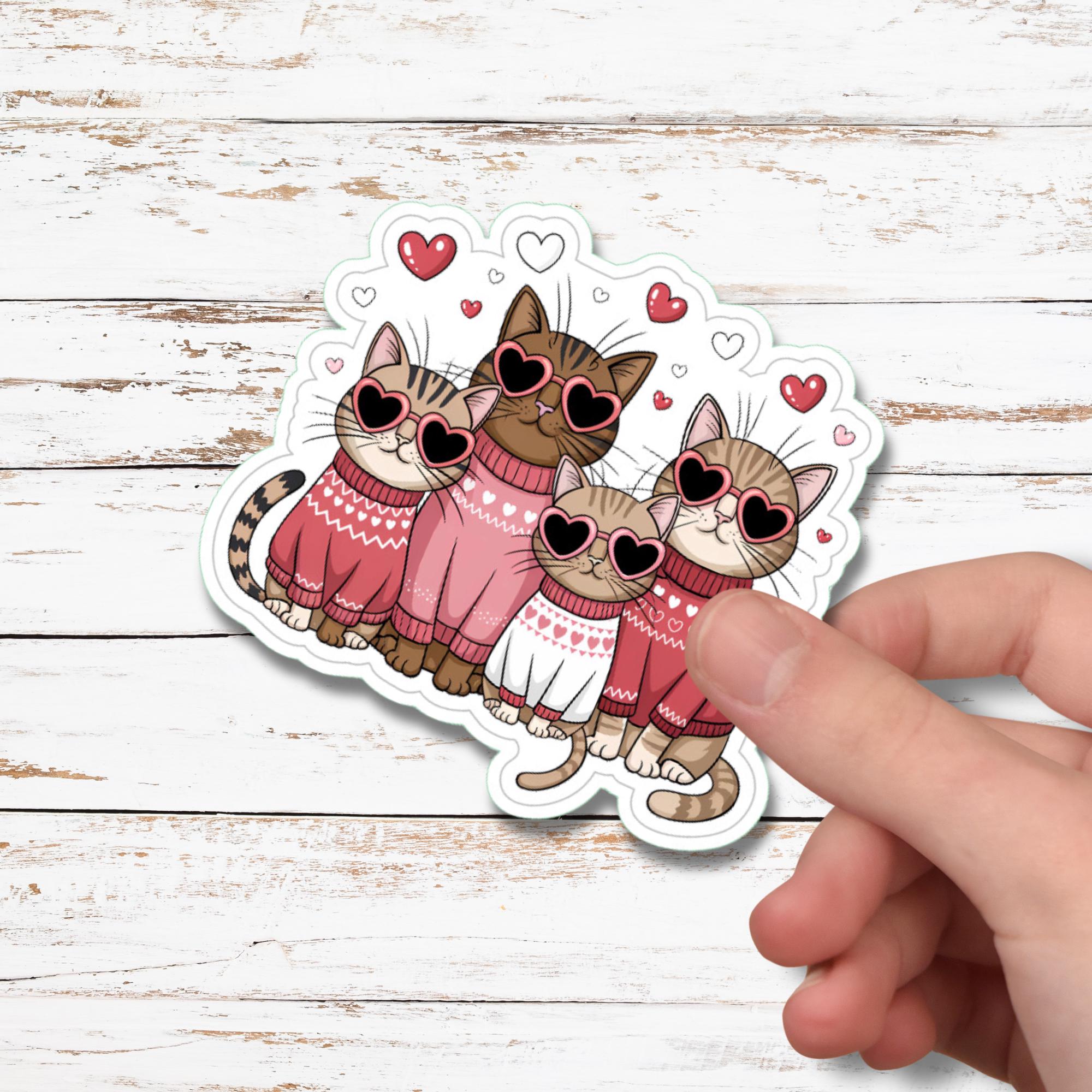 Großer Aufkleber, Love Cats Sticker, großer Koffer Sticker, Kofferaufkleber  -  zur Auswahl in Weiß oder Transparent  #SEG8