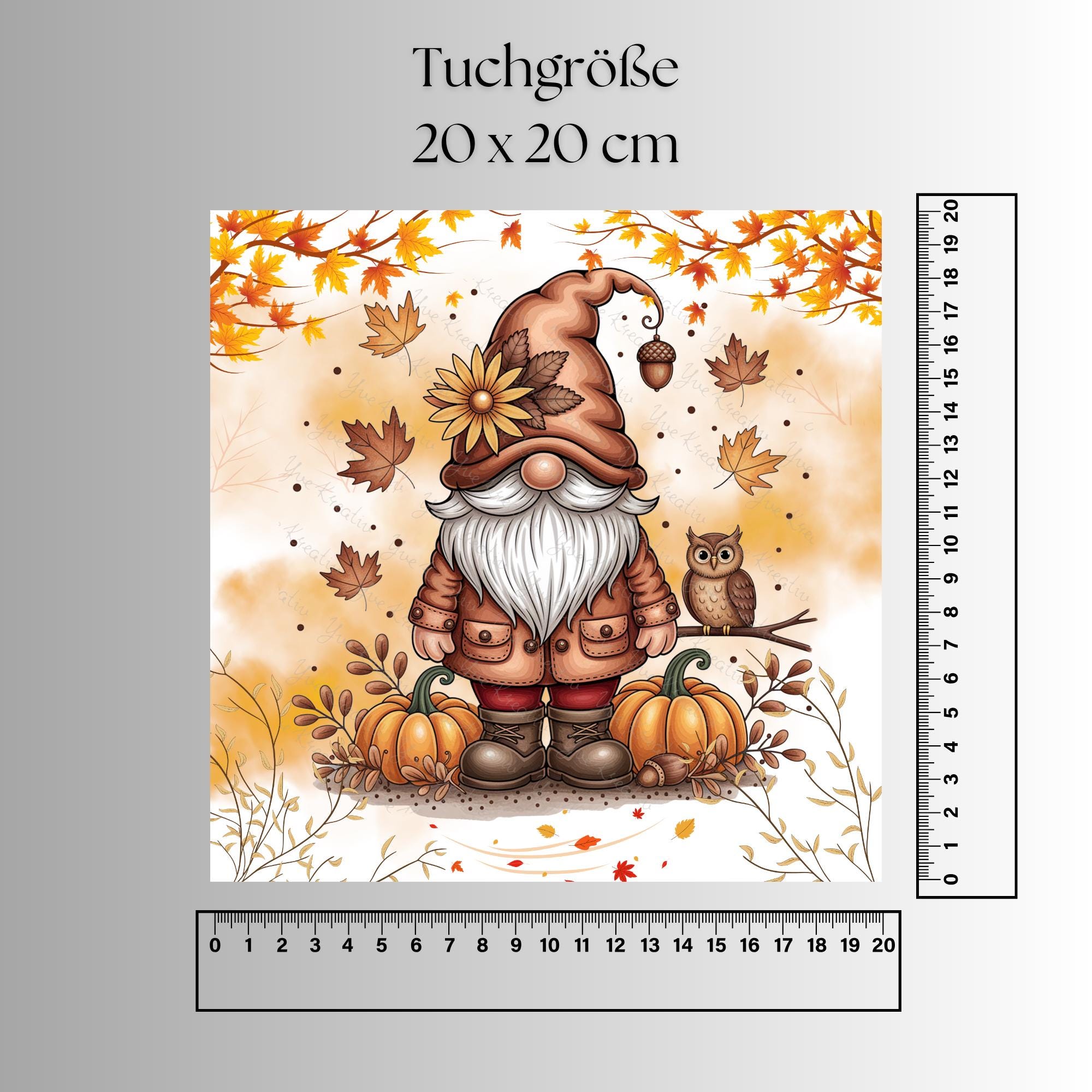 Brillenputztuch Wichtel Herbst Gnom bedrucktes Mikrofasertuch für Brille Display Handy Sonnenbrille Größe 15x15 cm oder 20x20 cm #SA15