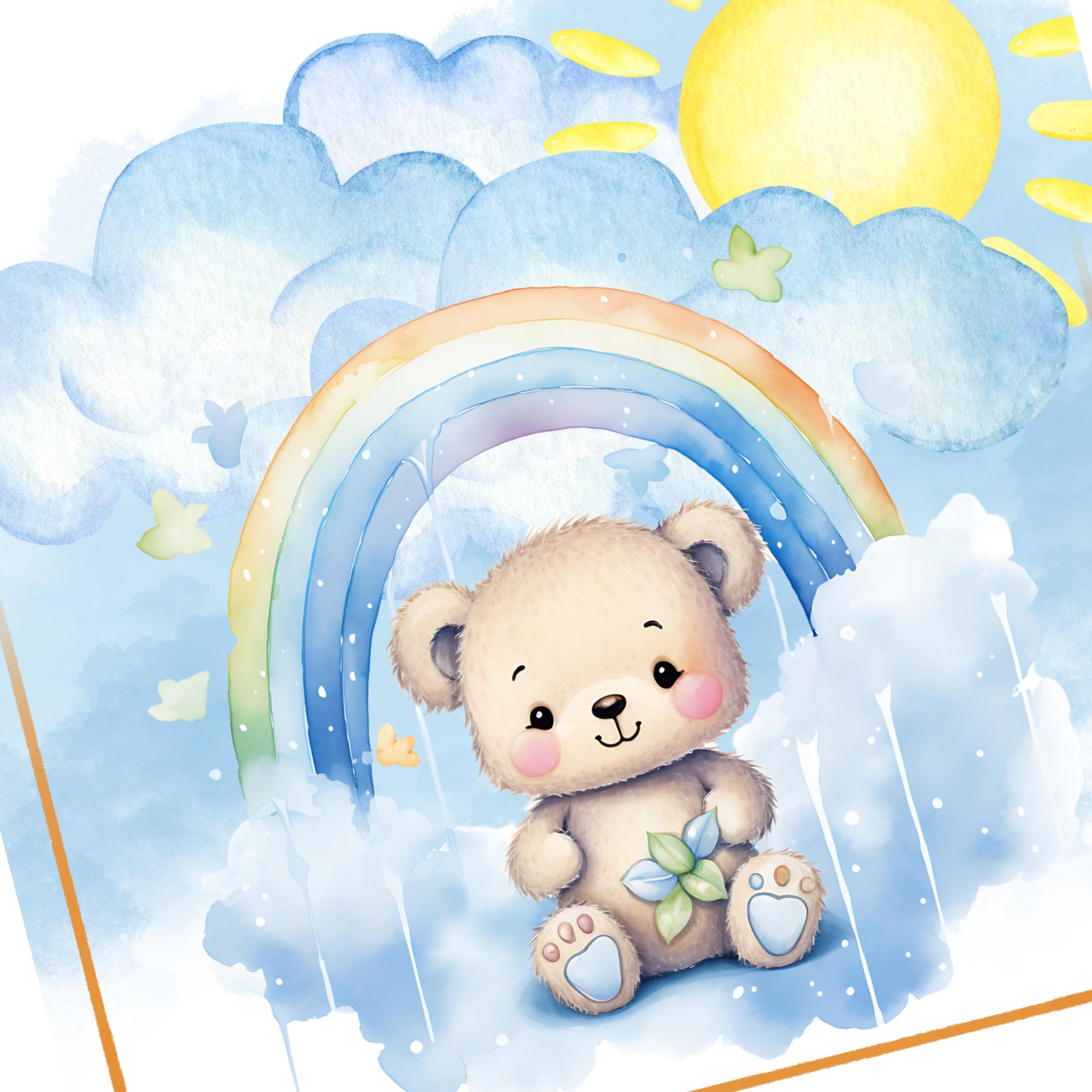 Bedrucktes Mikrofasertuch "Regenbogen Baby Bär" für Brillen Kameratuch Brillentuch Brillenputztuch Geschenk Geburtstag Geburt #TI81