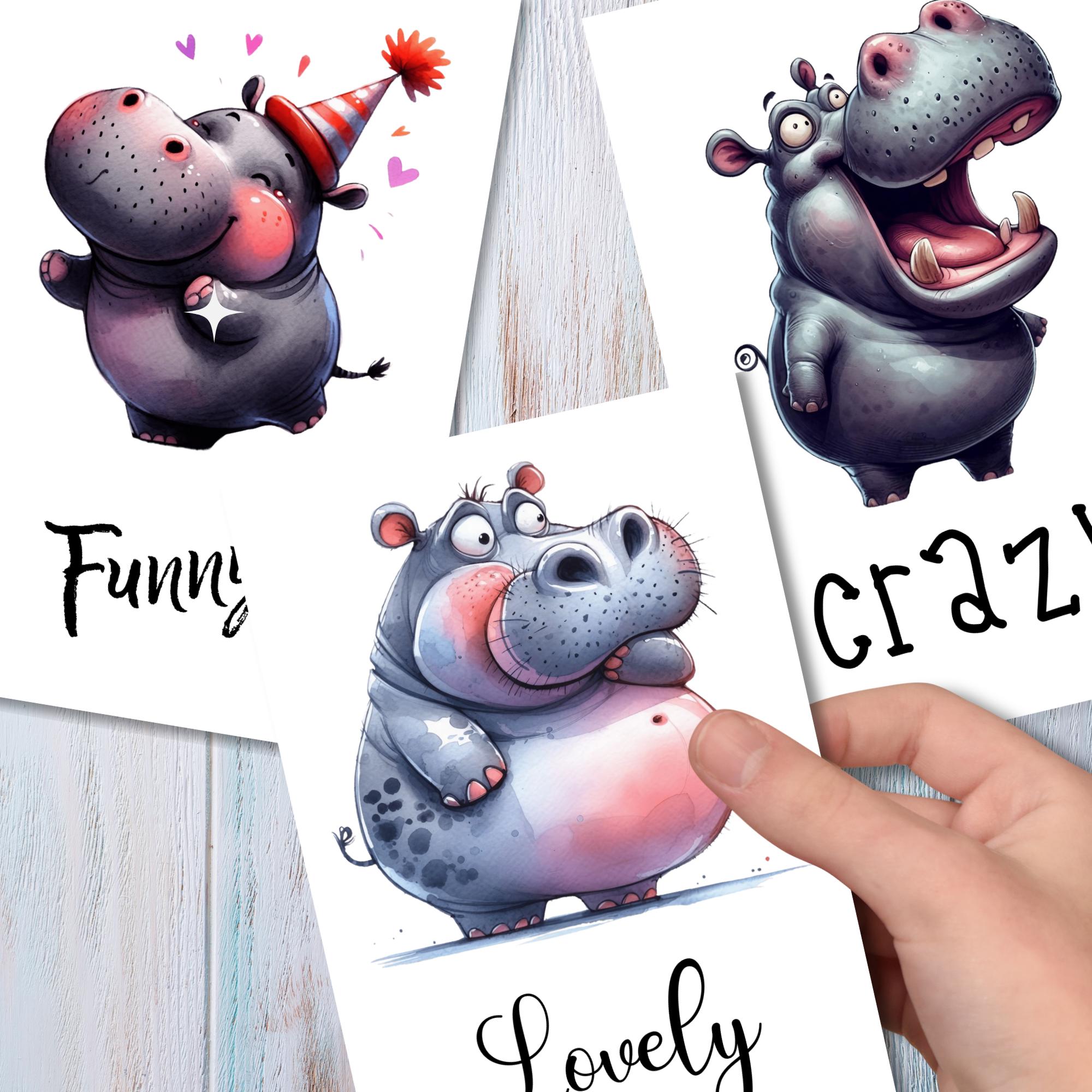 Postkarte Nilpferd Grußkarte Karte Geburtstag Freundin Gutschein Mitbringsel Nilpferd Fan I Crazy, Funny, Lovely I #PHO