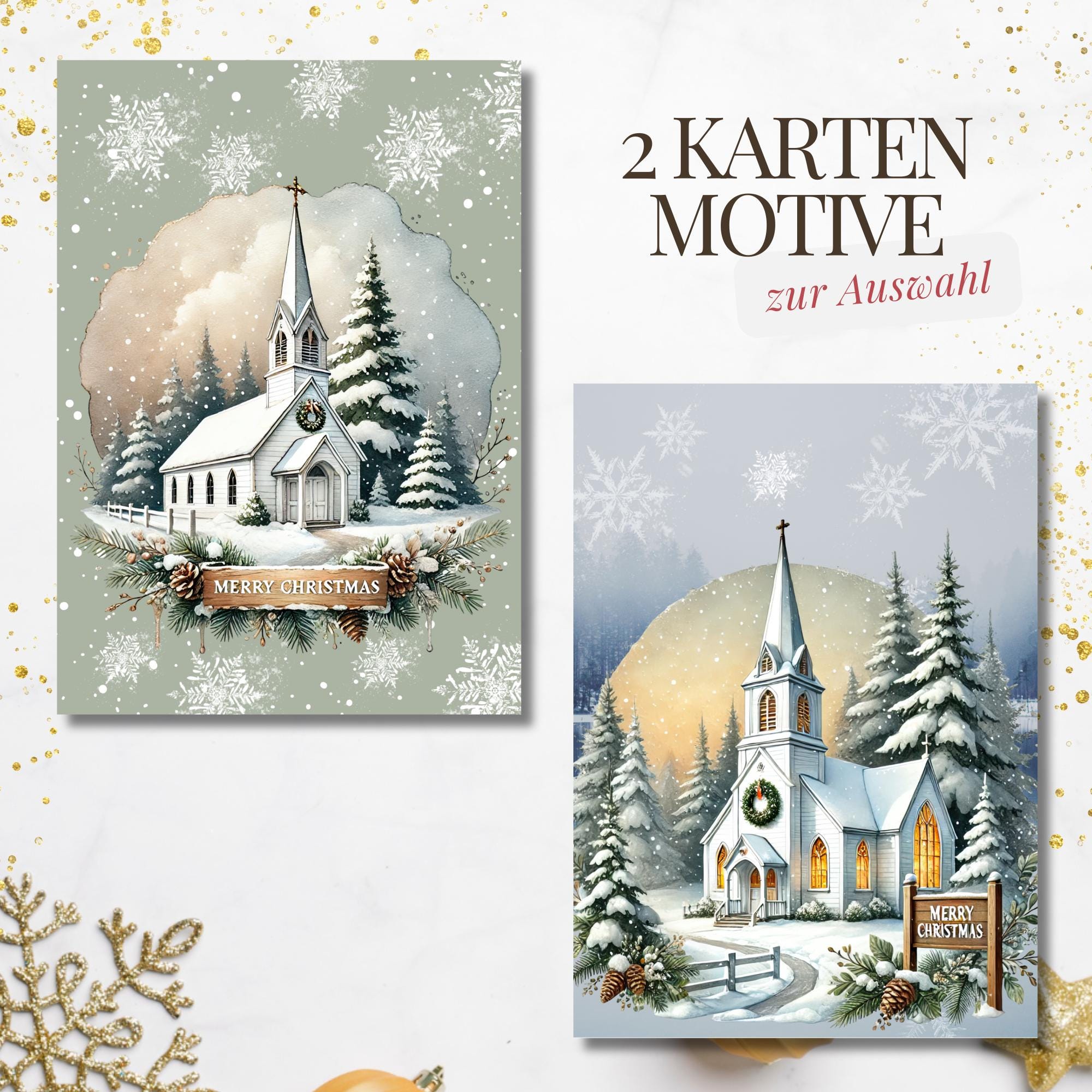 Weihnachtskarte, 2 Kartenmotive zur Auswahl, Postkarte, Grußkarte, Geschenkkarte, Weihnachtsgruß  #PHO