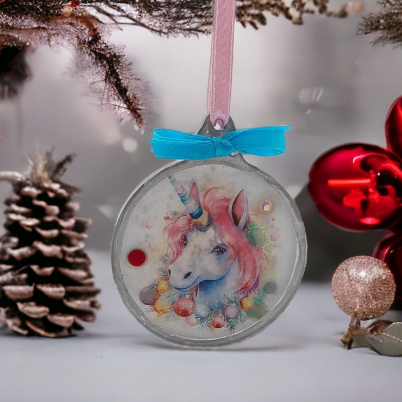 Weihnachtskugel Weihnachtsschmuck Baumanhänger Christmas Ornaments Weihnachten Baumkugel  Motiv "Einhorn"  #1620752841