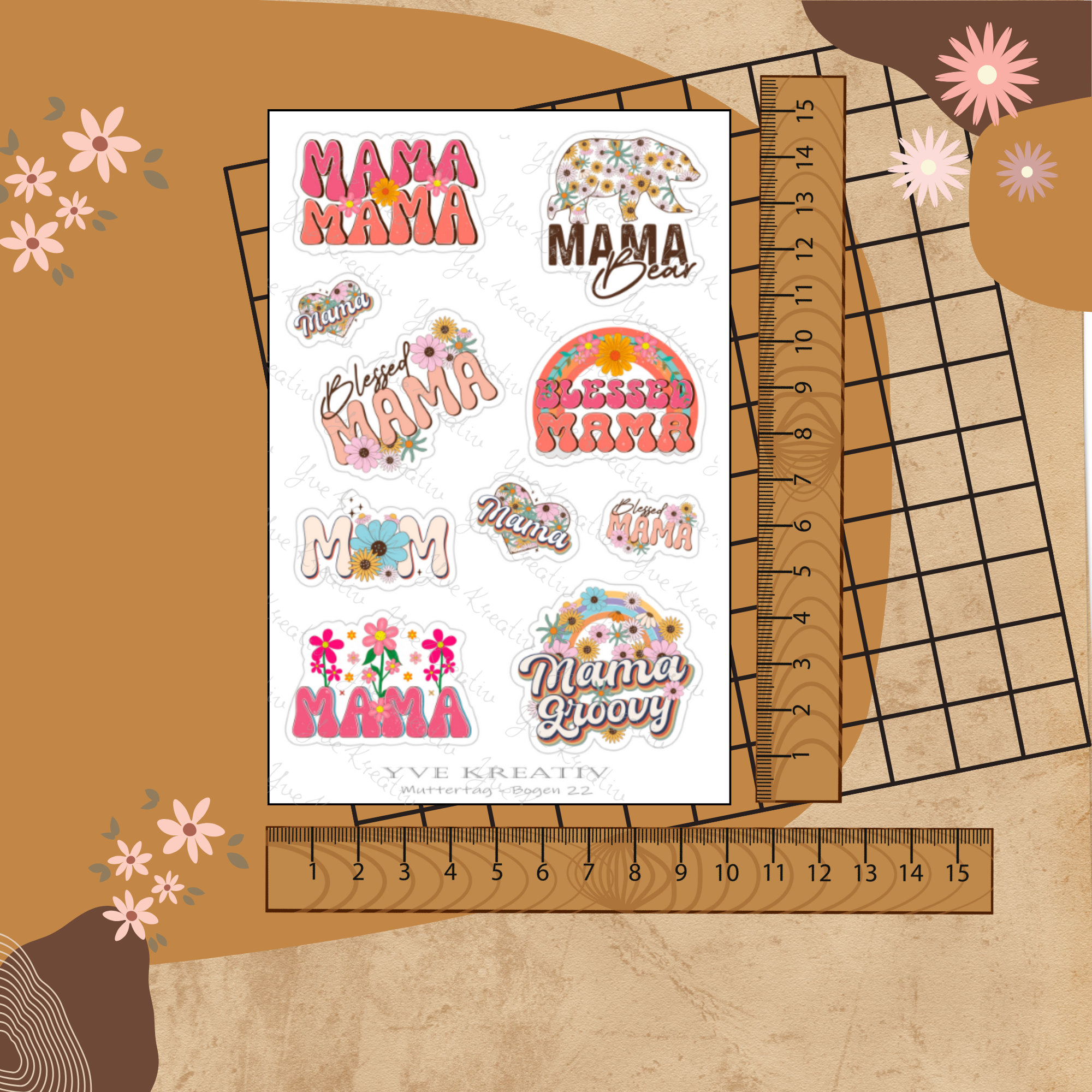 Sticker Bogen " Muttertag Best Mom " | Sticker Set - Aufkleber 3 Stickerbogen zur Auswahl in Weiß - Transparent - Matt - Glanz #SBA6