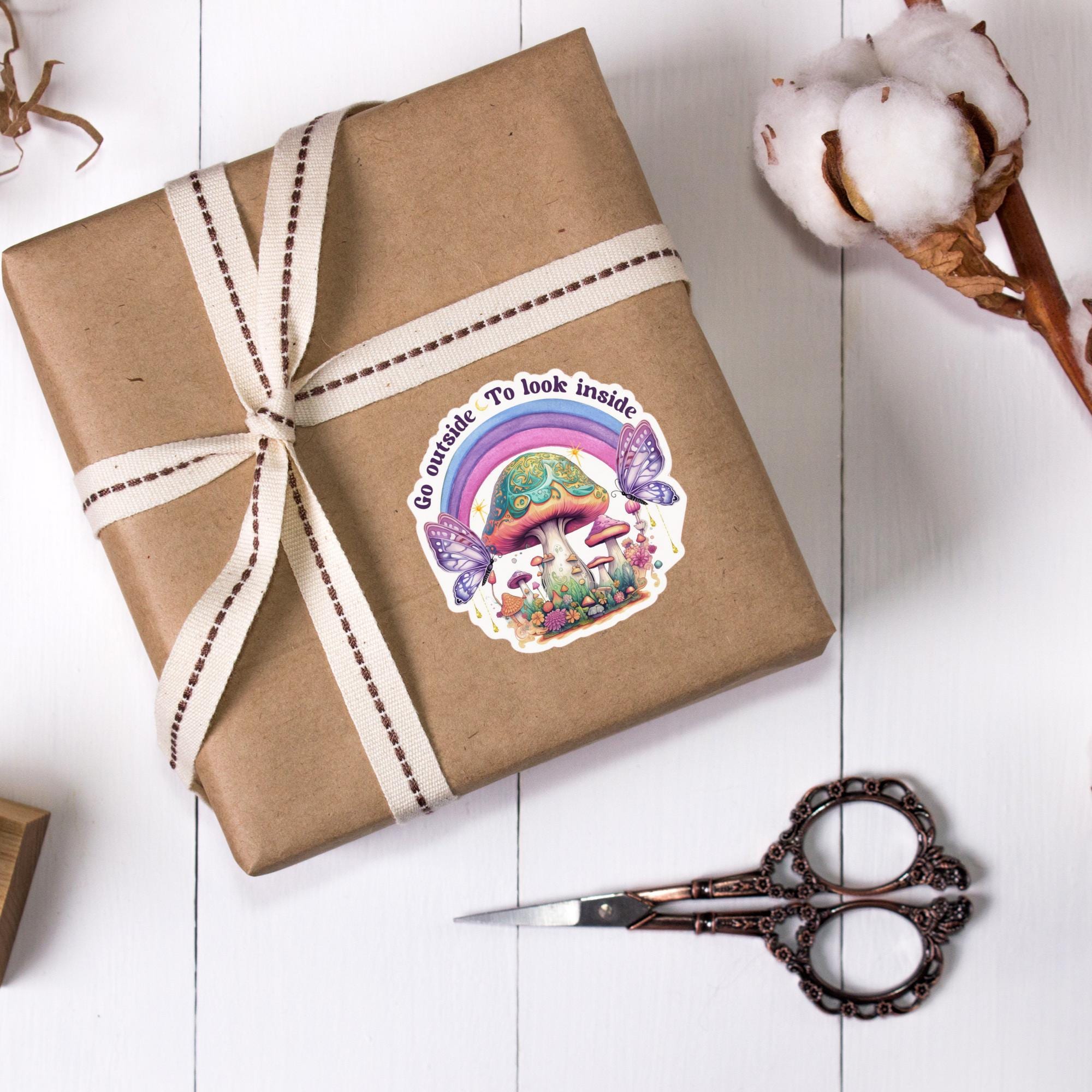 Kofferaufkleber, Geschenkaufkleber, Aufkleber Motivation, großer Pilze Regenbogen Sticker I zur Auswahl in Weiß oder Transparent  #SEG8