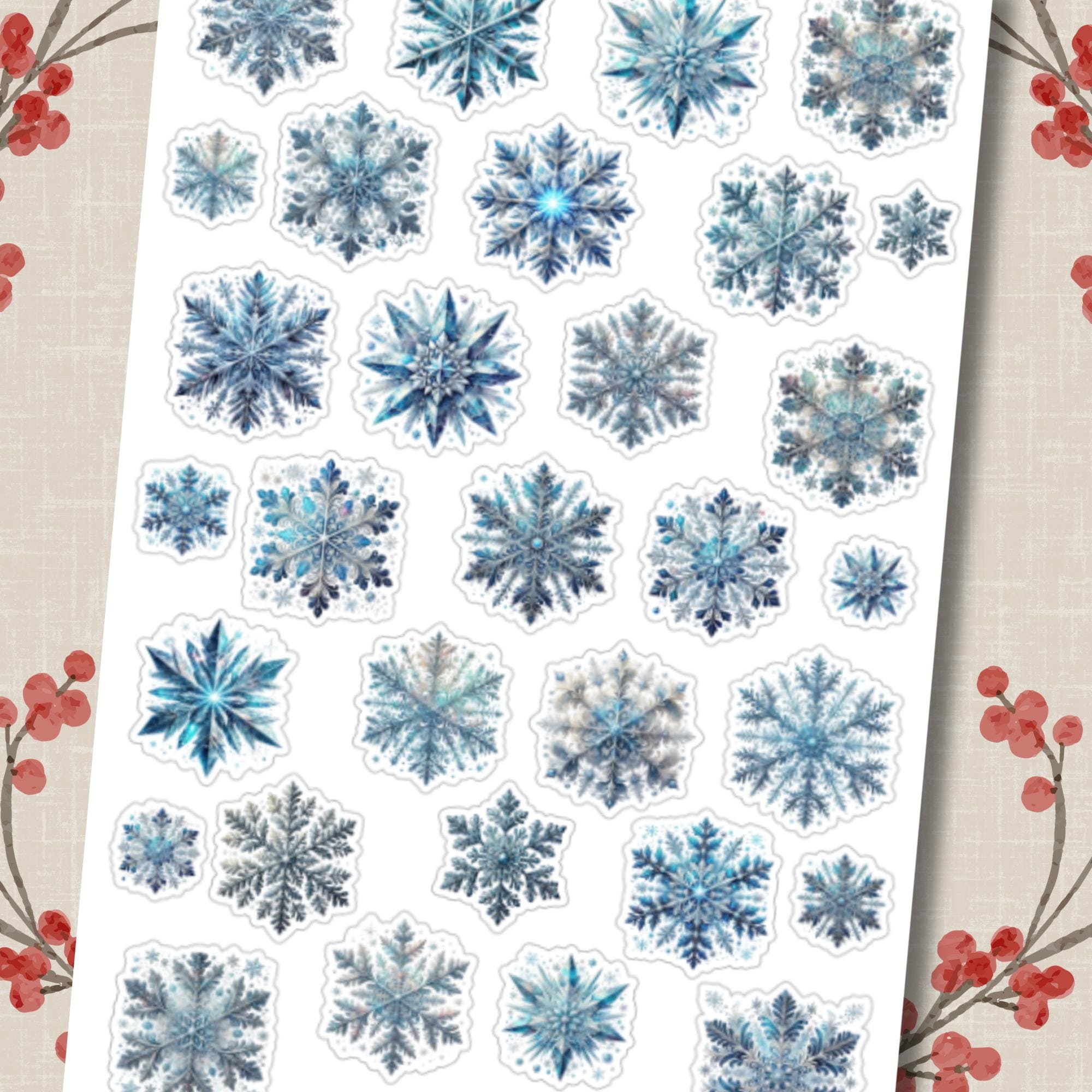 Weihnachtsaufkleber Stickerbogen 16x24 cm "Schneeflocken " |  Aufkleber Sticker zur Auswahl in Weiß - Transparent - Matt - Glanz  #SBA5