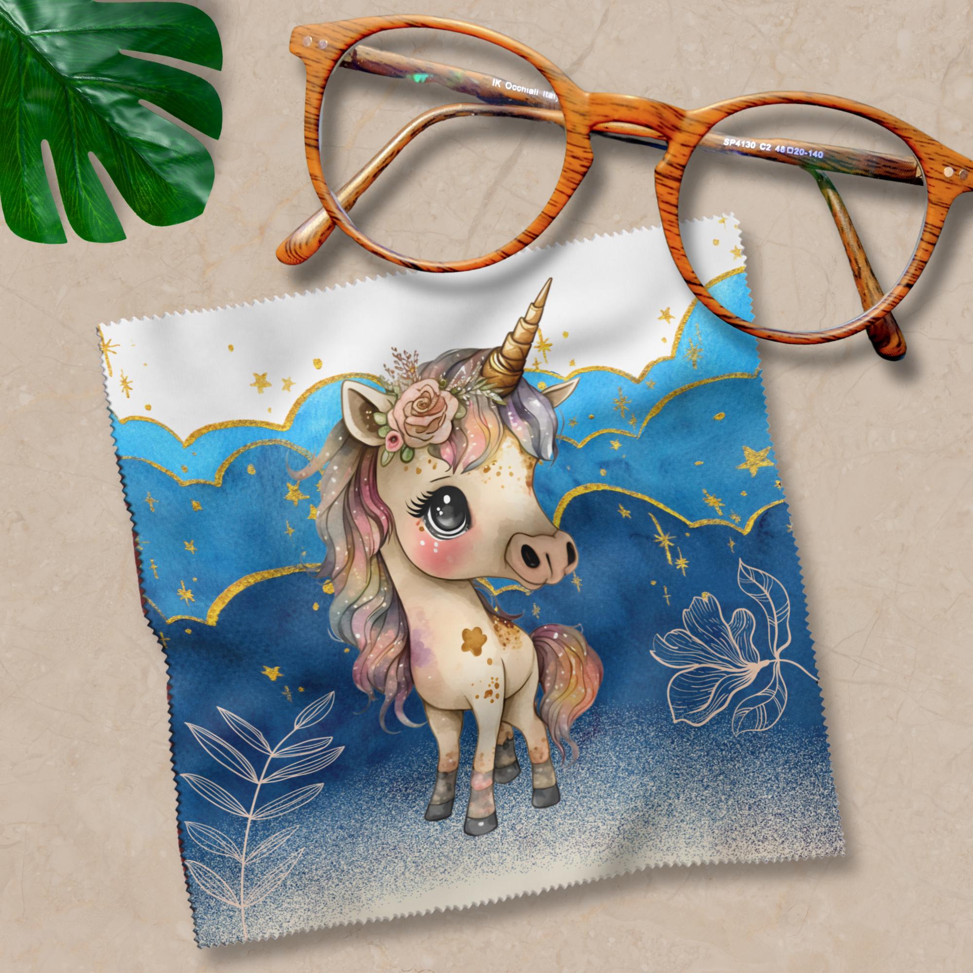 Brillenputztuch niedliches Einhorn bedrucktes Mikrofasertuch für Sonnenbrille Displays Handy Geburtstag Geschenk Freundin Mitbringsel #FA3