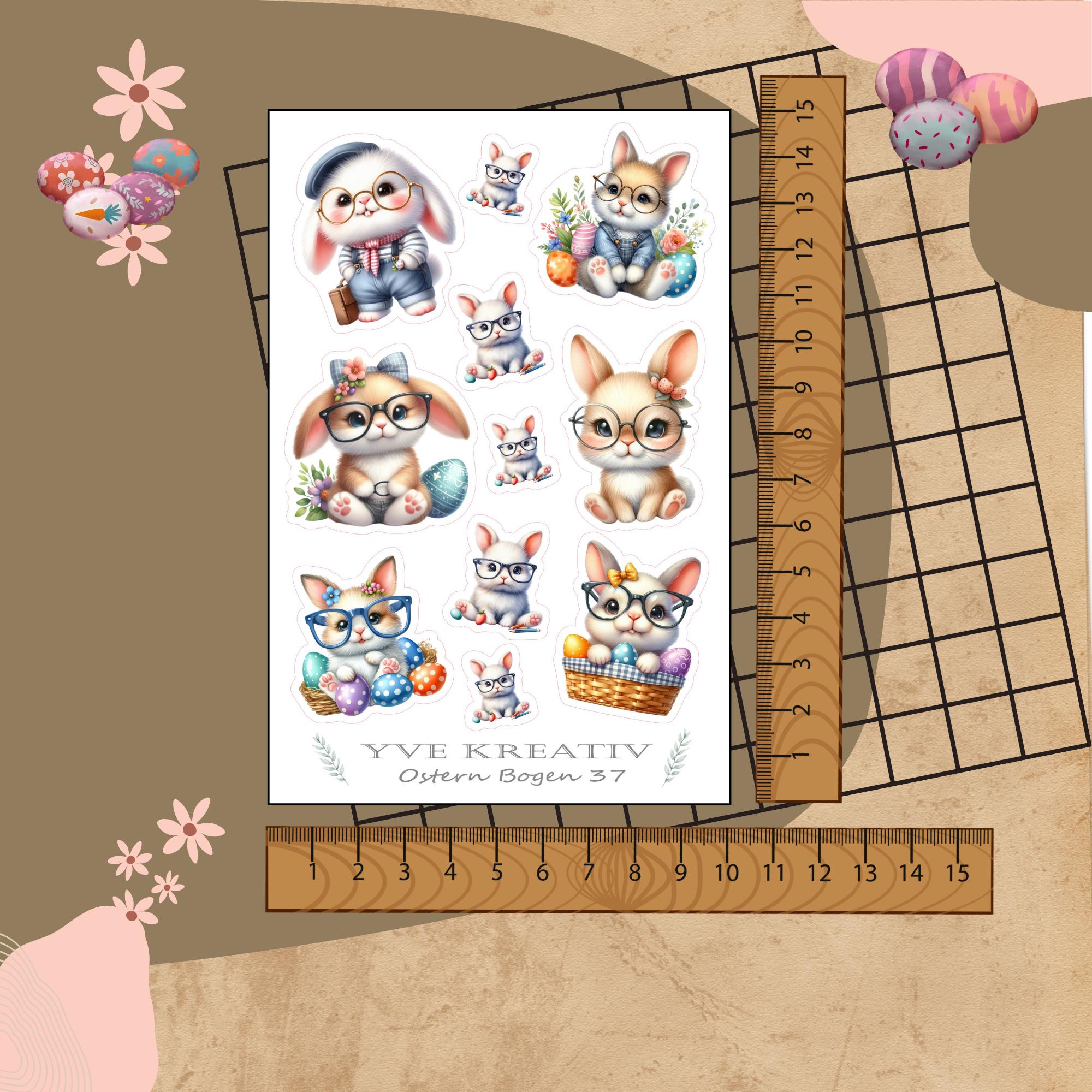 Sticker Bogen " Ostern " | Sticker Set - Aufkleber 3 Stickerbogen zur Auswahl in Weiß - Transparent - Matt - Glanz #SBA6