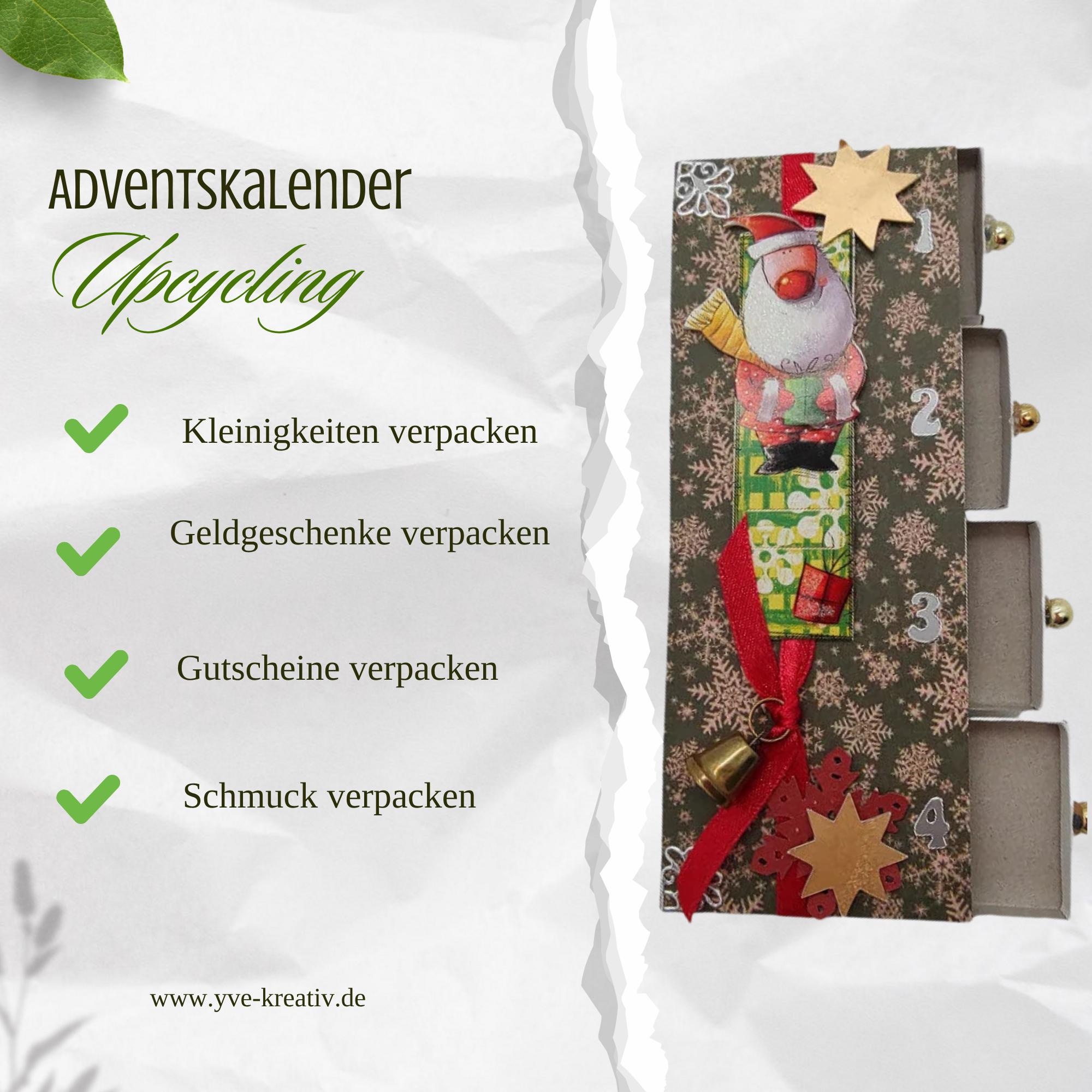 Adventskalender zum Befüllen aus 4 Streichholzschachteln Upcycling kleine Adventsgeschenke Geldgeschenk Weihnachten Mitbringsel #613960918