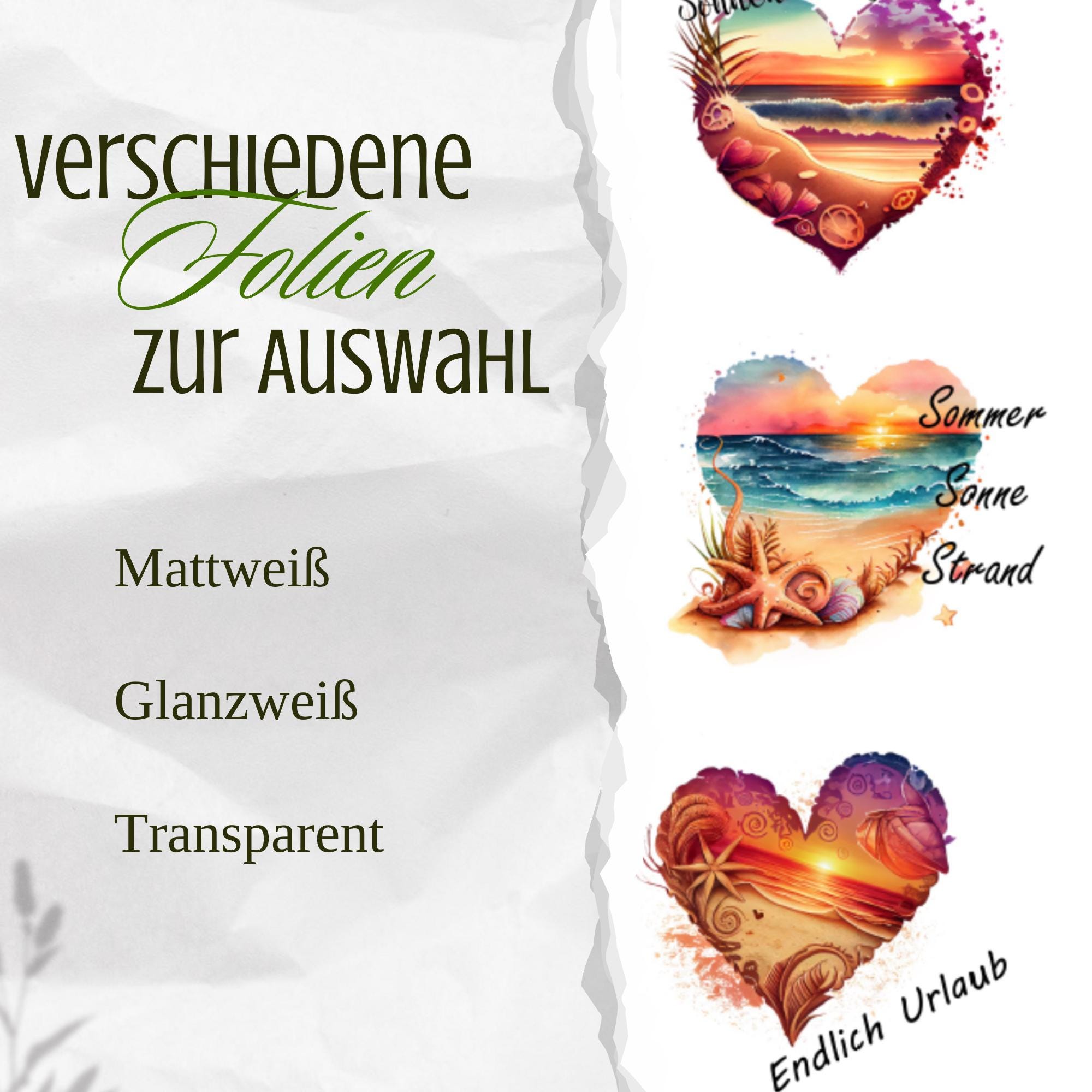 Sticker Bogen Aufkleber Urlaub Strand Sonnenuntergang Stickerbogen in Weiß Transparent Matt oder Glanz #SBA6 Sticker Bogen Aufkleber Urlaub Strand Sonnenuntergang Stickerbogen in Weiß Transparent Matt oder Glanz #SBA6