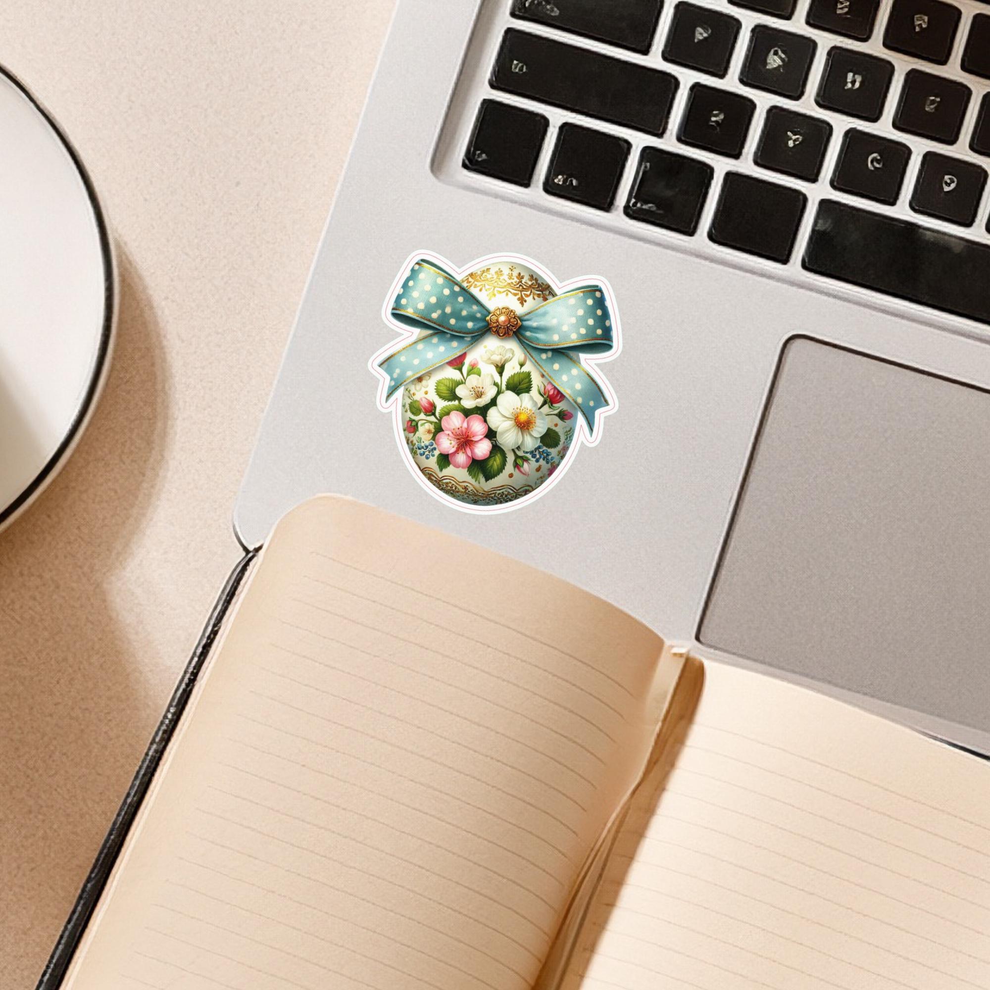 Aufkleber Ostern großer 8 cm Sticker Osterei Deko Osterfest Geschenkaufkleber Dekoei - zur Auswahl in Weiß oder Transparent  #SEG8