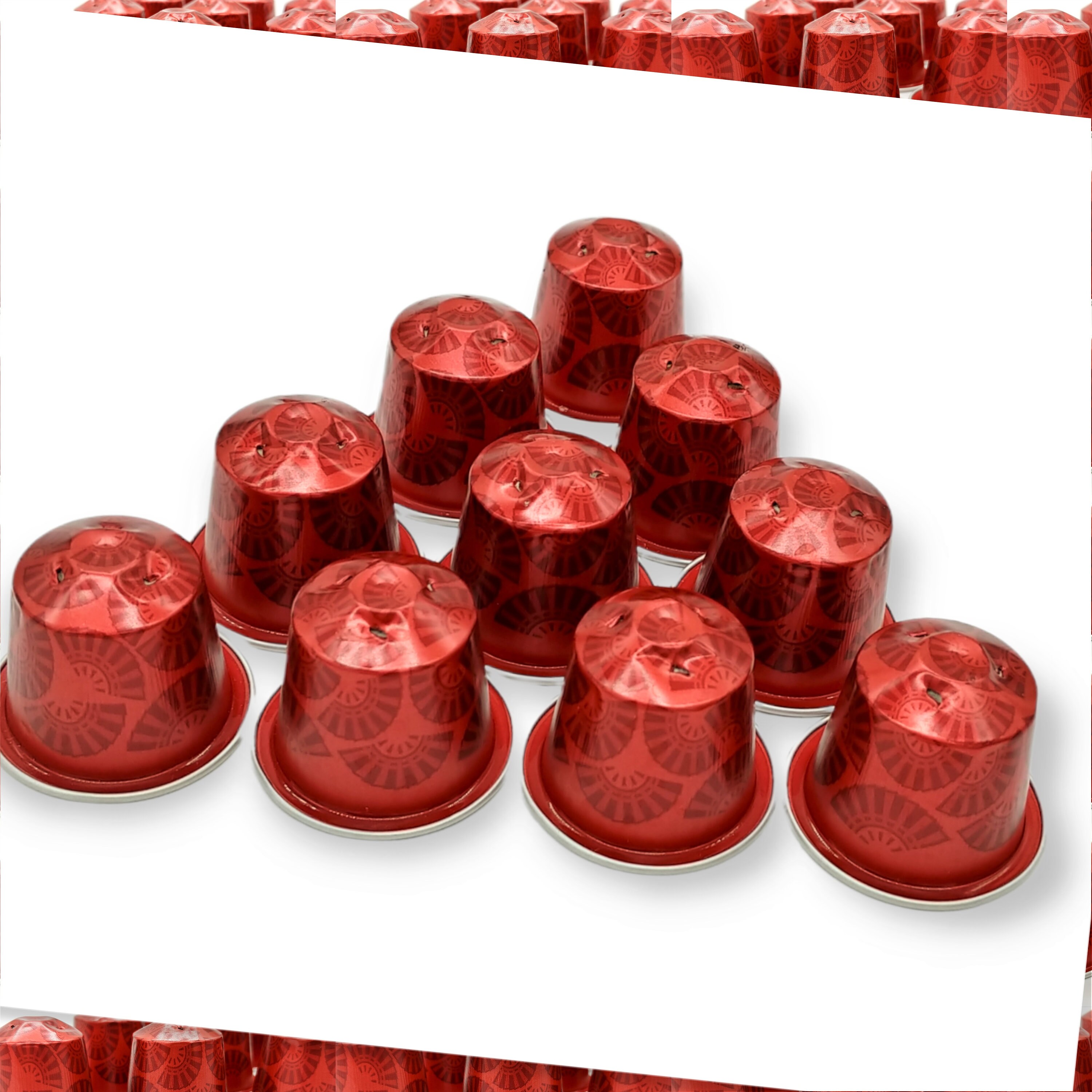 10 leere Kaffeekapseln Farbe : rot "Fächermuster"  #KNS