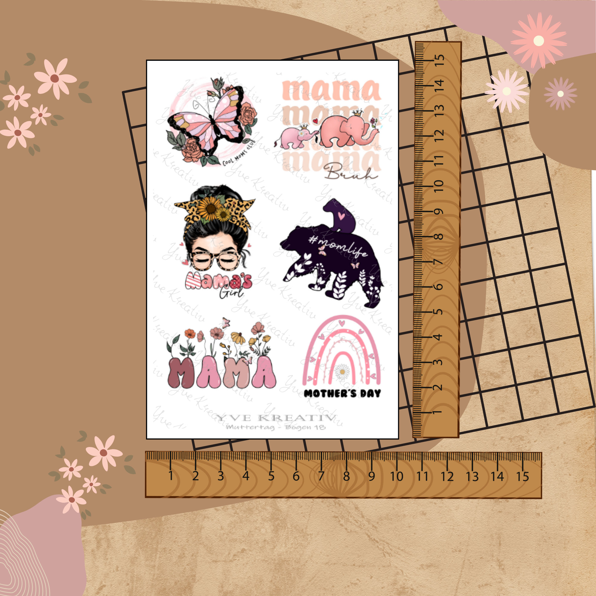 Sticker Bogen " Muttertag Best Mom " | Sticker Set - Aufkleber 3 Stickerbogen zur Auswahl in Weiß - Transparent - Matt - Glanz #SBA6