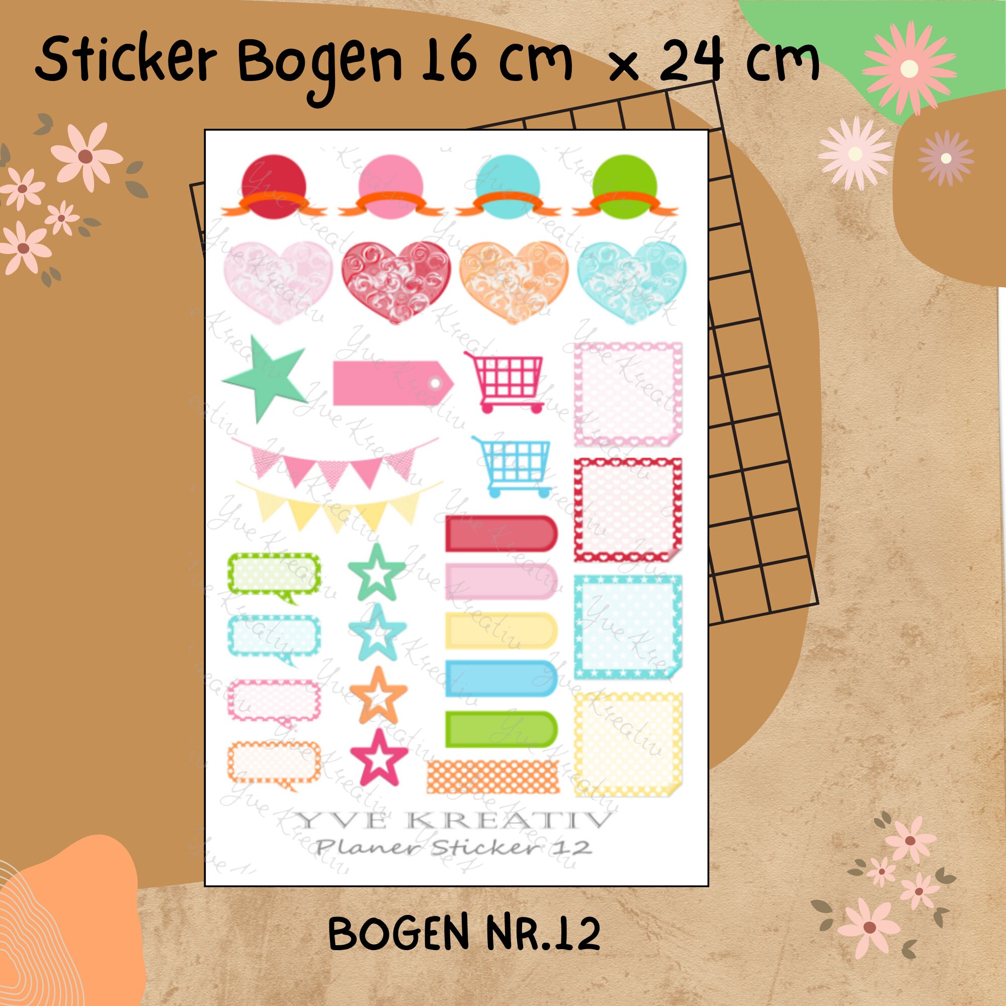 Sticker Planer | über 30 Aufkleber Sticker Bogen Set Stickerbogen  -  Wochenplaner Kalender Bullet Journaling  #SBA5