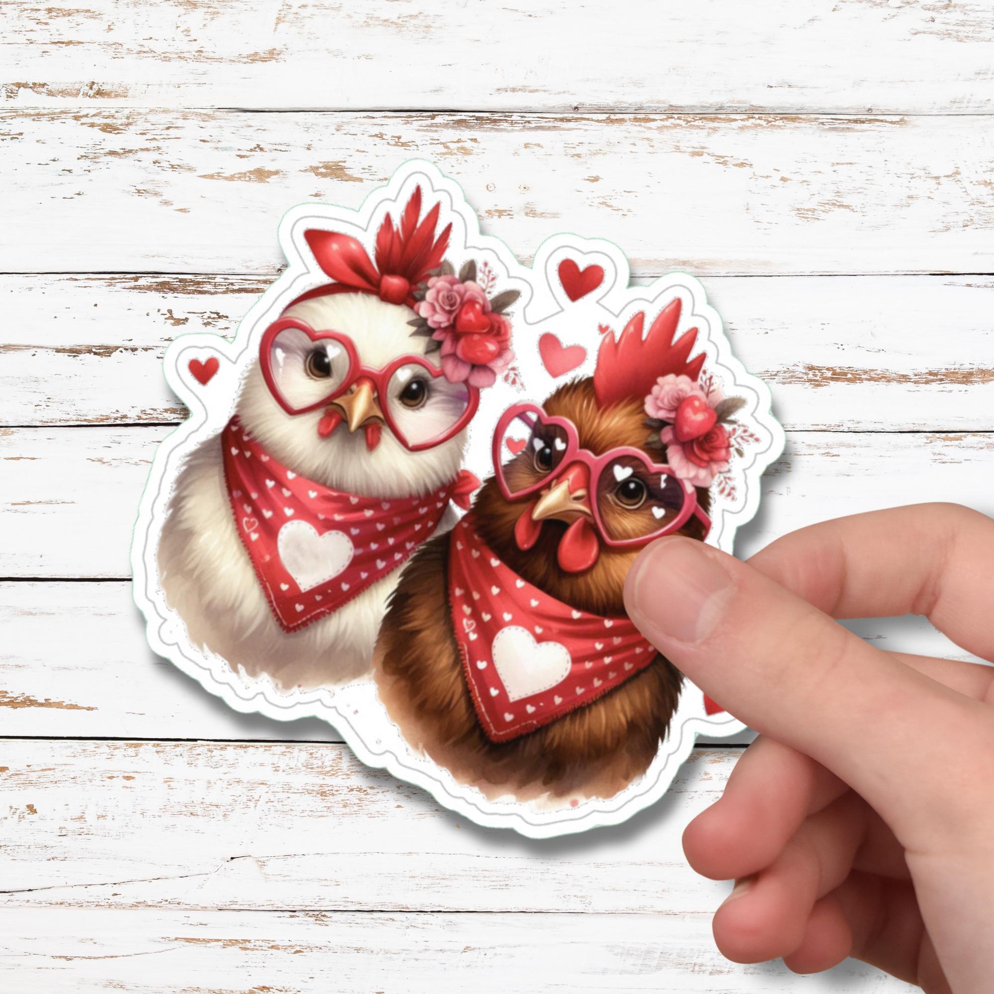 Großer Aufkleber, Chicken Friends Sticker, großer Koffer Sticker, Kofferaufkleber  -  zur Auswahl in Weiß oder Transparent  #SEG8