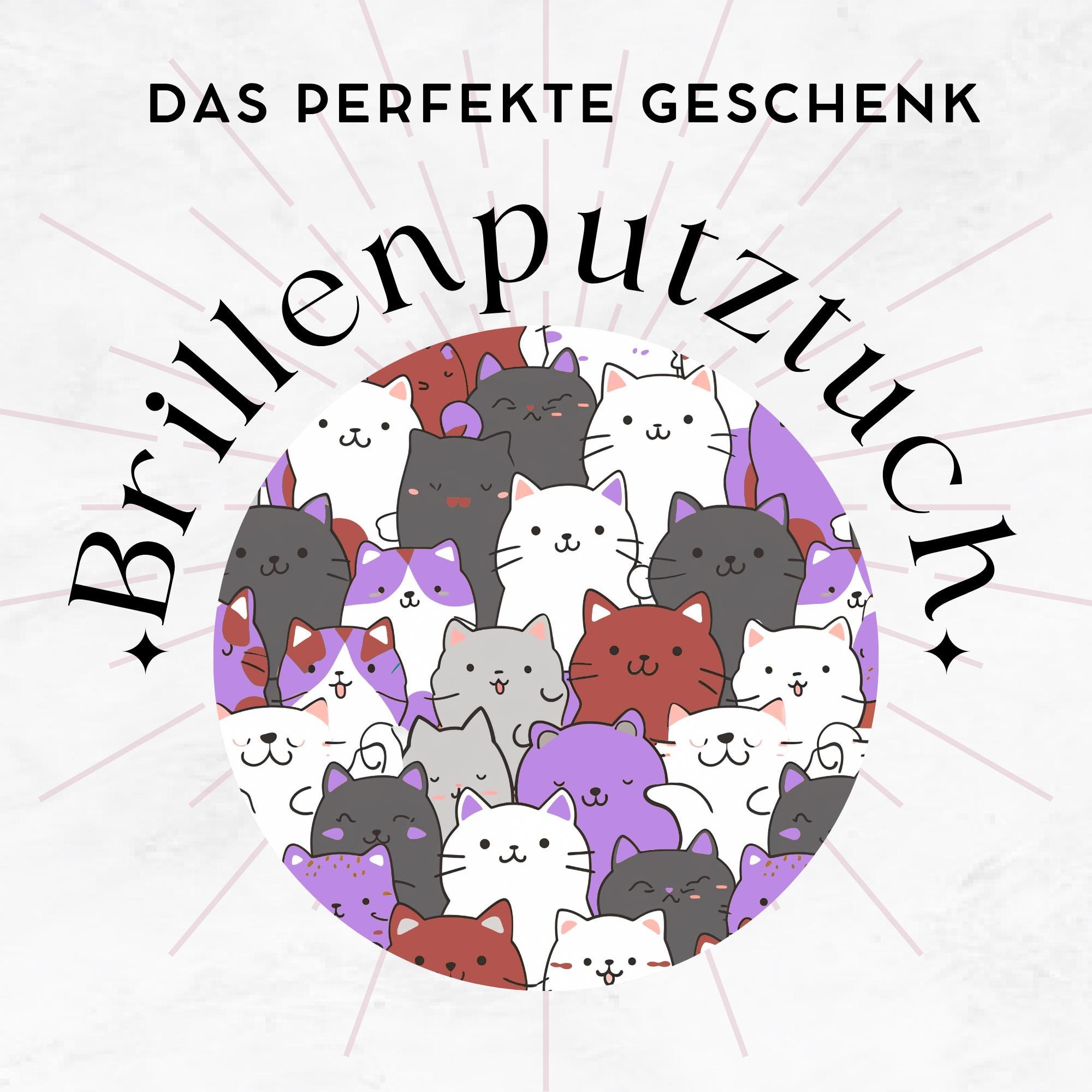 Brillenputztuch Katzen Geschenk Freundin Mitbringsel Katzenmama bedrucktes Mikrofasertuch für Sonnenbrille Brillentuch für Displays #TI154