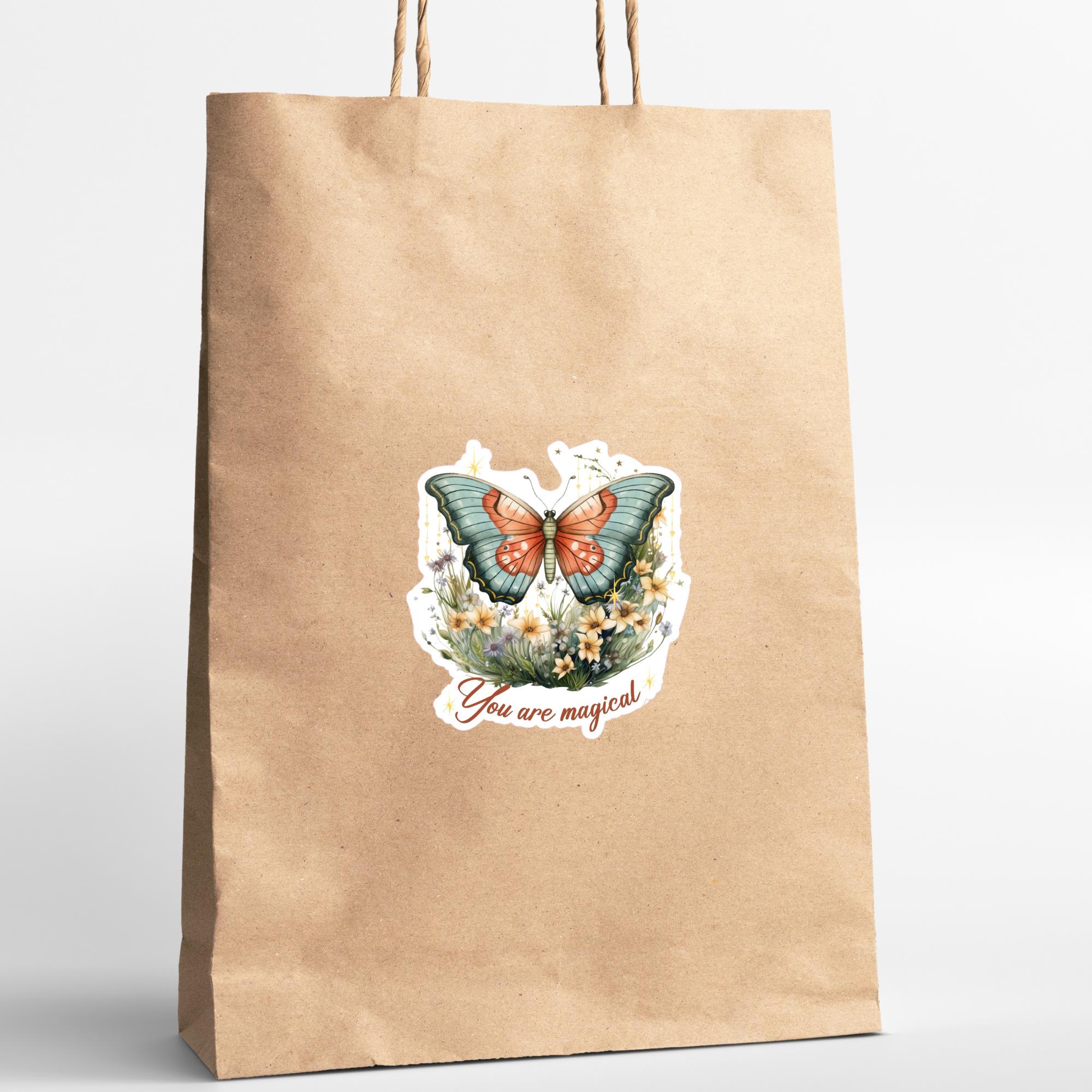 Kofferaufkleber, Geschenkaufkleber, Aufkleber Motivation, großer Schmetterling Sticker I zur Auswahl in Weiß oder Transparent  #SEG8