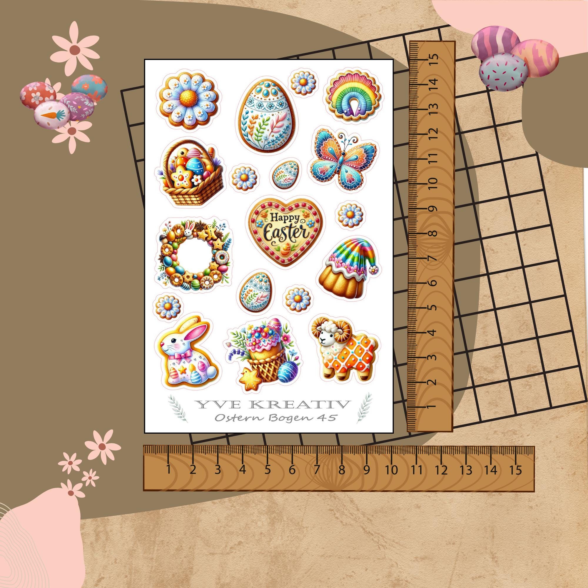 Sticker Bogen Aufkleber "Ostern"  Sticker Set - Aufkleberbogen - 3 Stickerbogen zur Auswahl in Weiß - Transparent - Matt - Glanz #SBA6