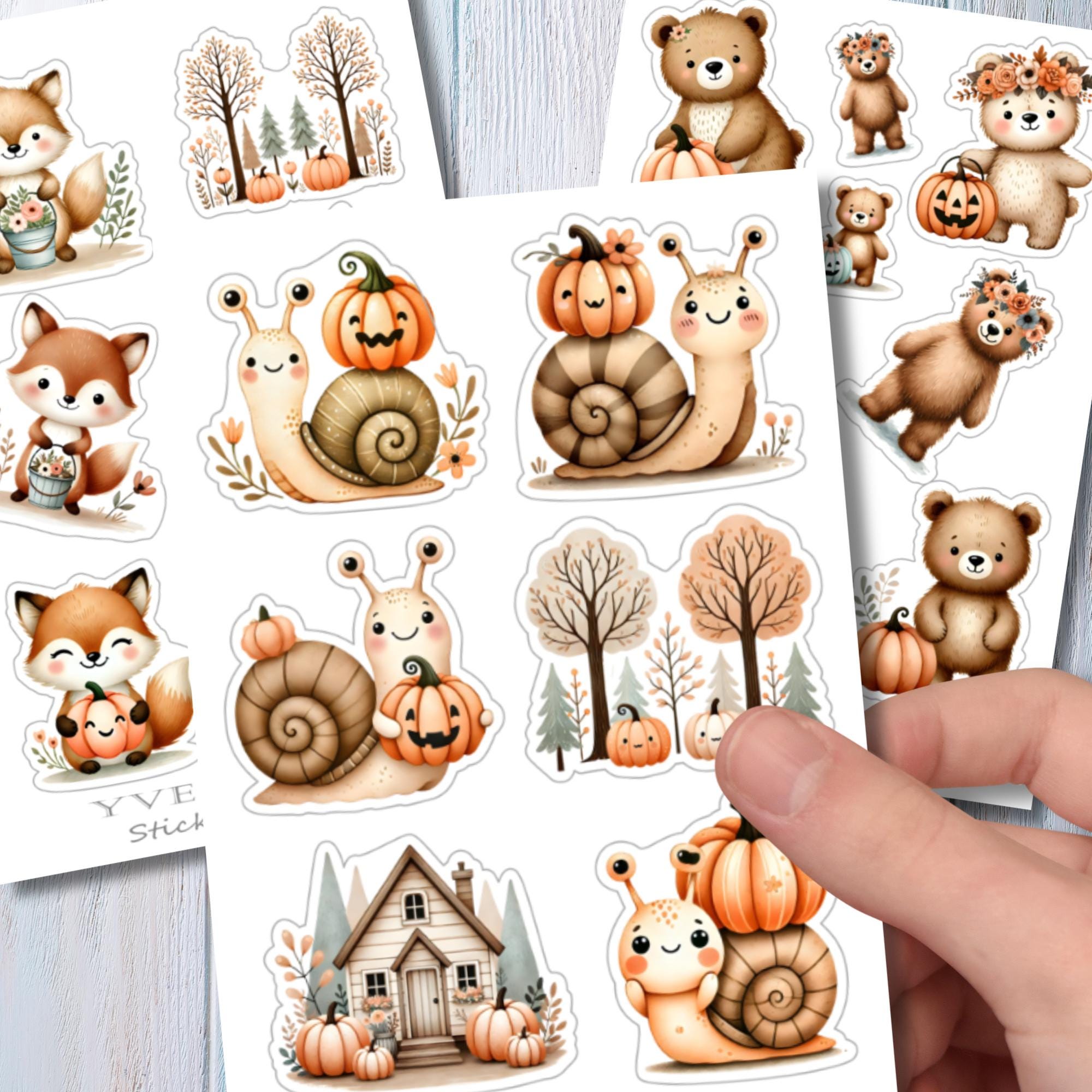 Aufkleber Waldtiere Stickerbogen Herbst Halloween Sticker Set - 3 Bögen zur Auswahl in Weiß - Transparent - Matt - Glanz  #SBA6