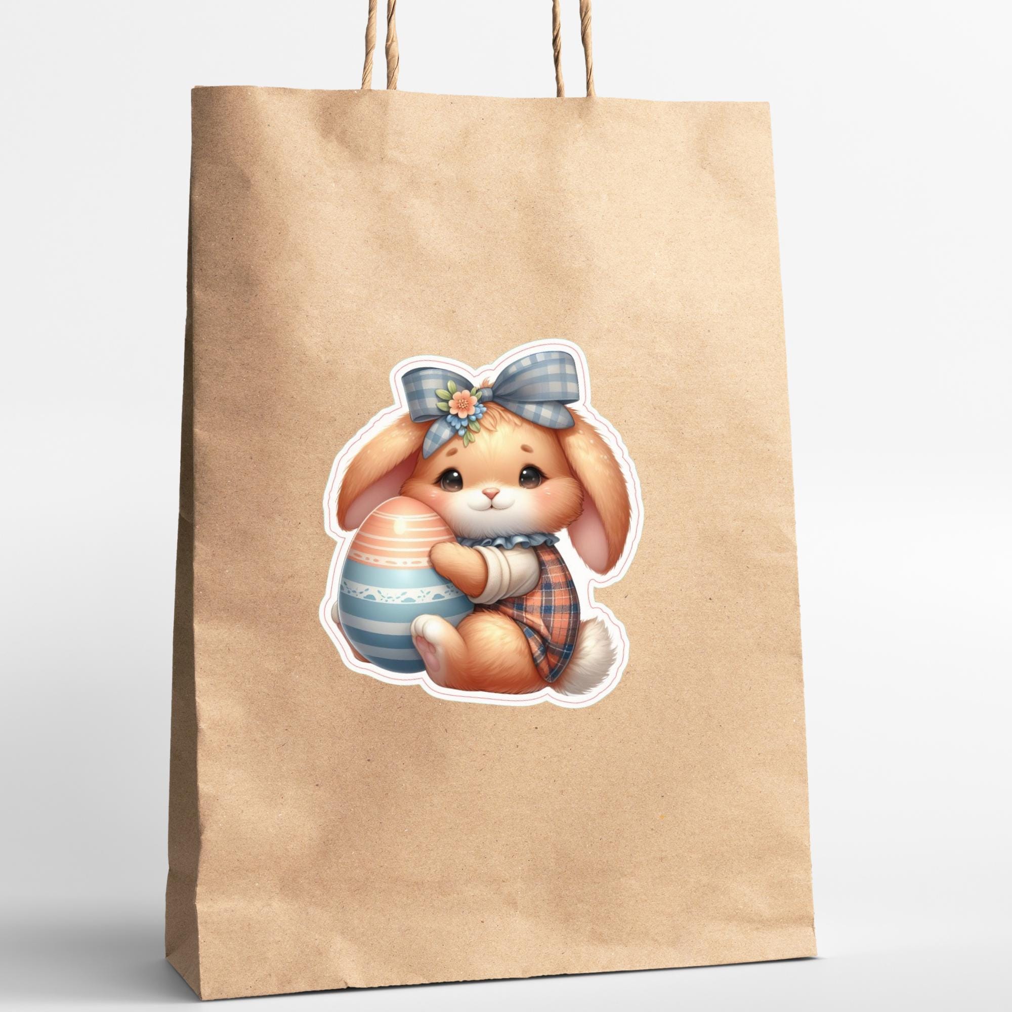 Aufkleber Ostern großer 8 cm Sticker niedliches Häschen Deko Hase Geschenkaufkleber Osterhase - zur Auswahl in Weiß oder Transparent  #SEG8