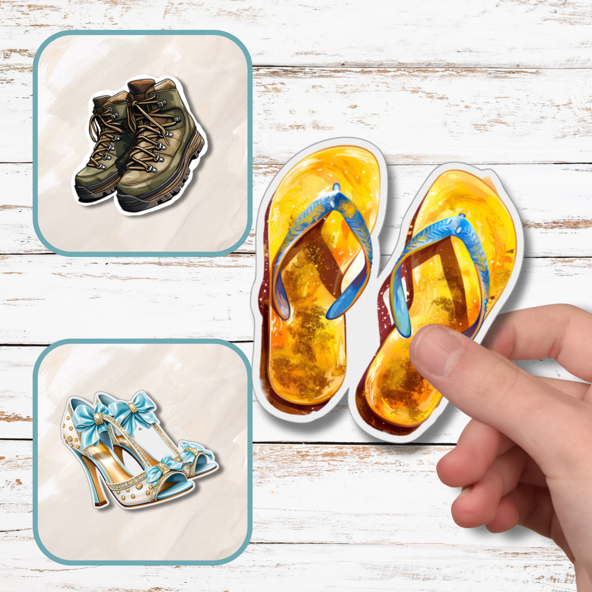 Kofferaufkleber, Großer Aufkleber Schuhe, Reiseaufkleber, Sticker, großer Koffersticker in Weiß oder Transparent  #SEG8