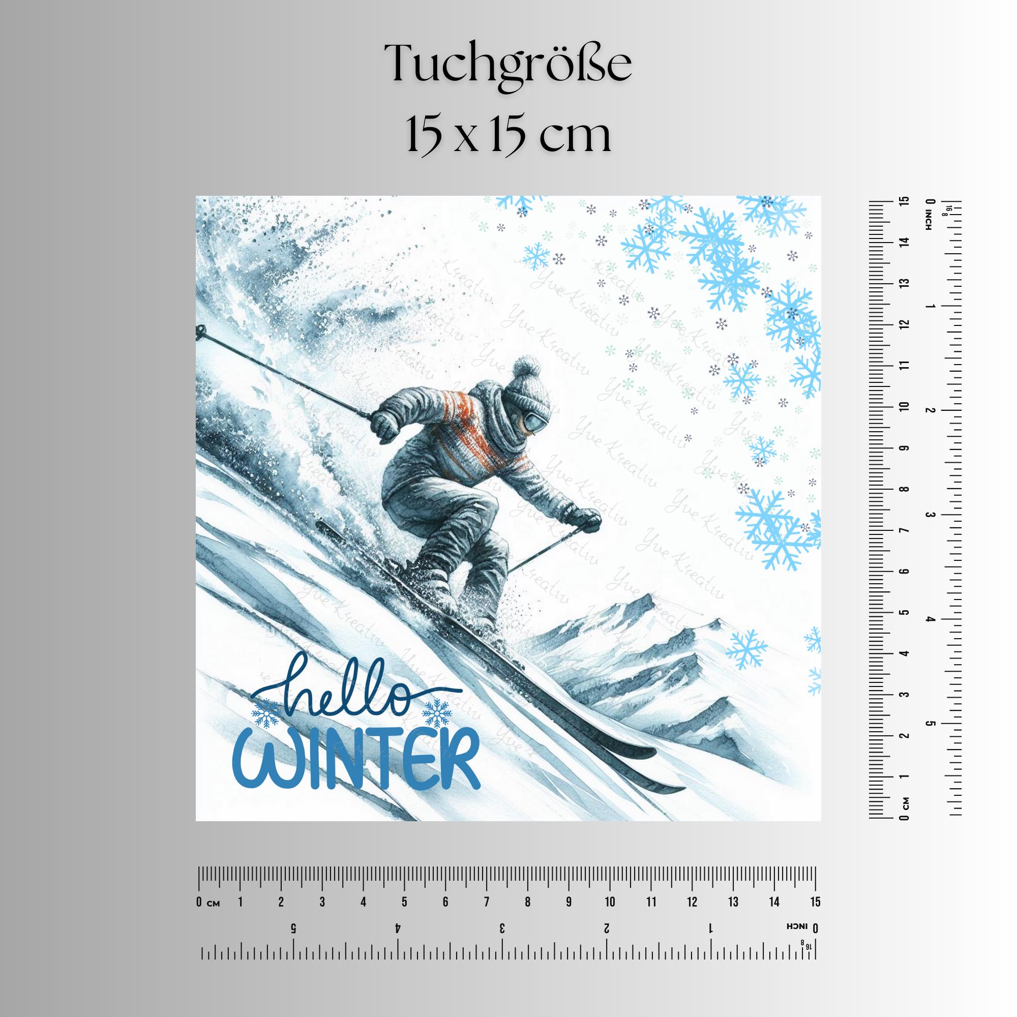 Brillenputztuch Skifahrer Geschenk Skiurlaub Winterurlaub bedrucktes Mikrofasertuch für Brillen, Displays #SP15