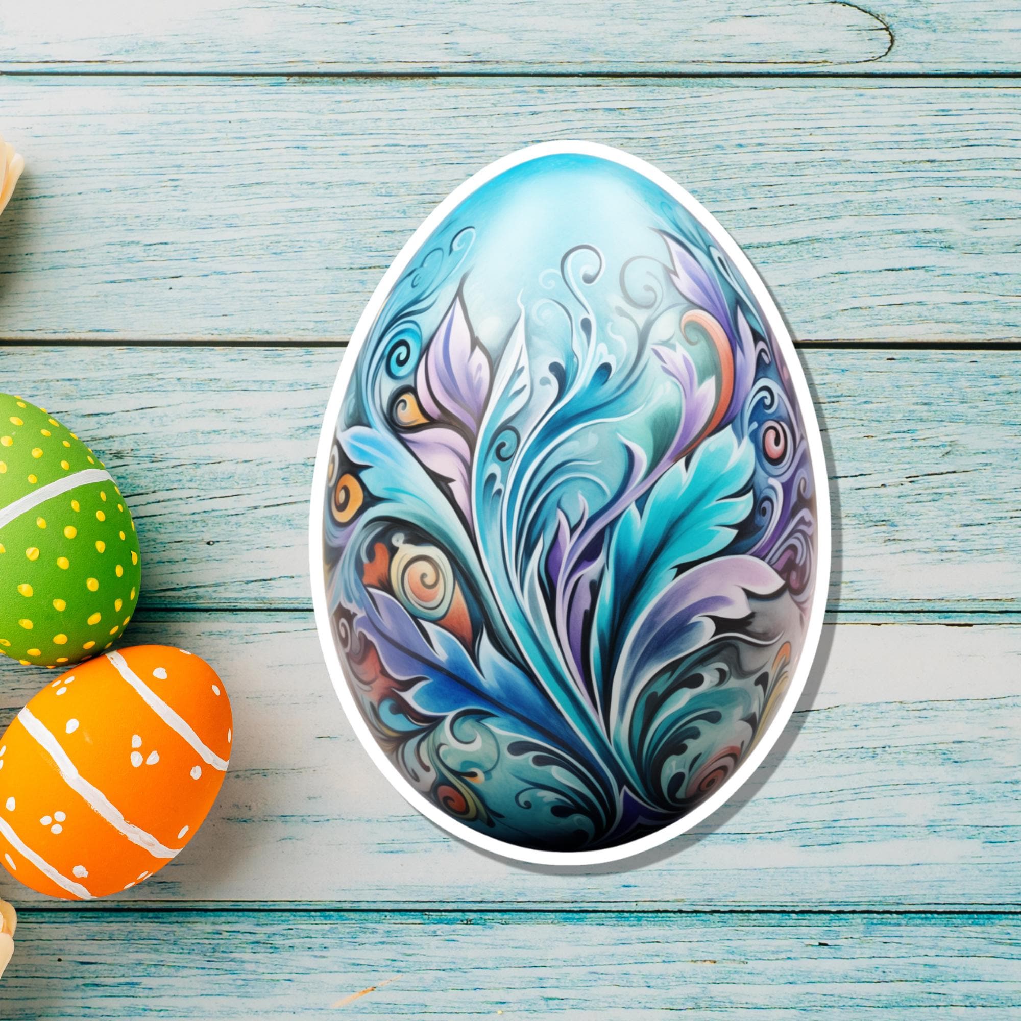 Aufkleber Ostern großer 8 cm Sticker Osterei Deko Osterfest Geschenkaufkleber Dekoei - zur Auswahl in Weiß oder Transparent  #SEG8