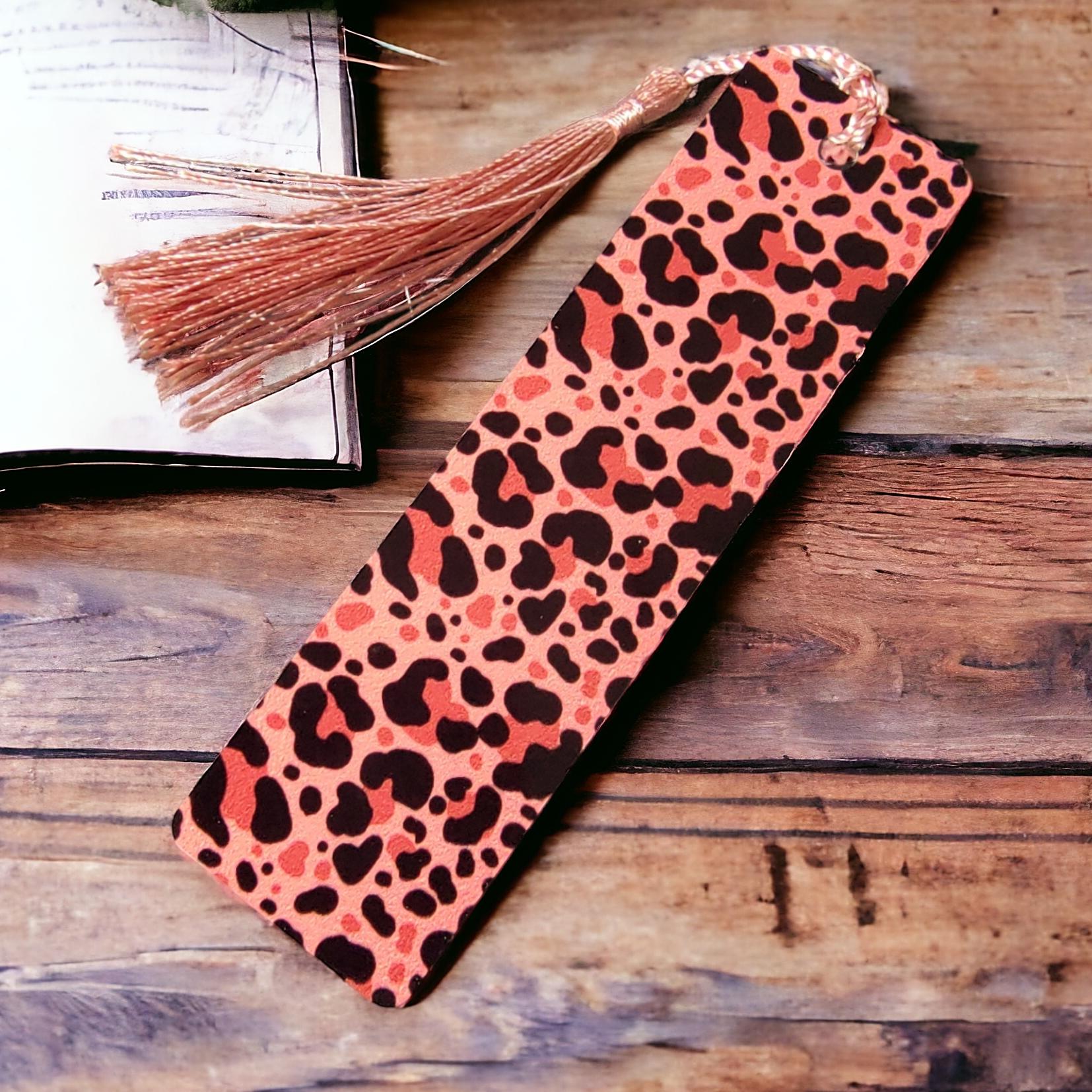 Lesezeichen aus Aluminium Geschenk zum Geburtstag, Muttertag Buchgeschenk "Motiv Animal Print Leopard" Bookmark #LEALU