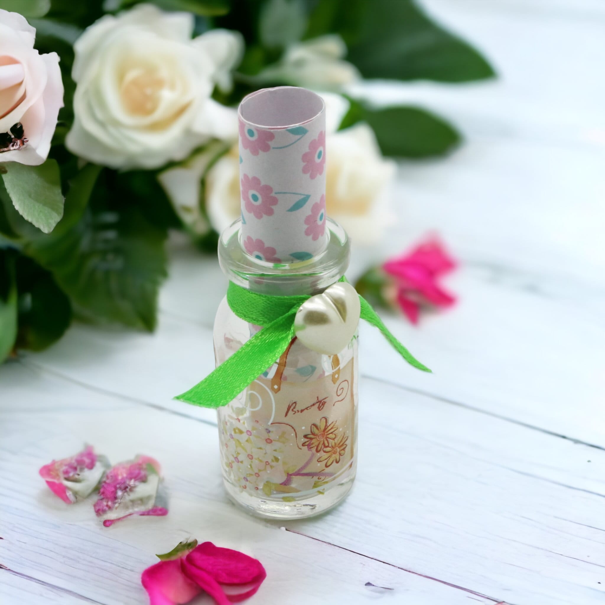 Flaschenpost Fläschchen aus Glas für Gutscheine oder Geldgeschenke mit Papierrolle für Glückwünsche und Nachrichten