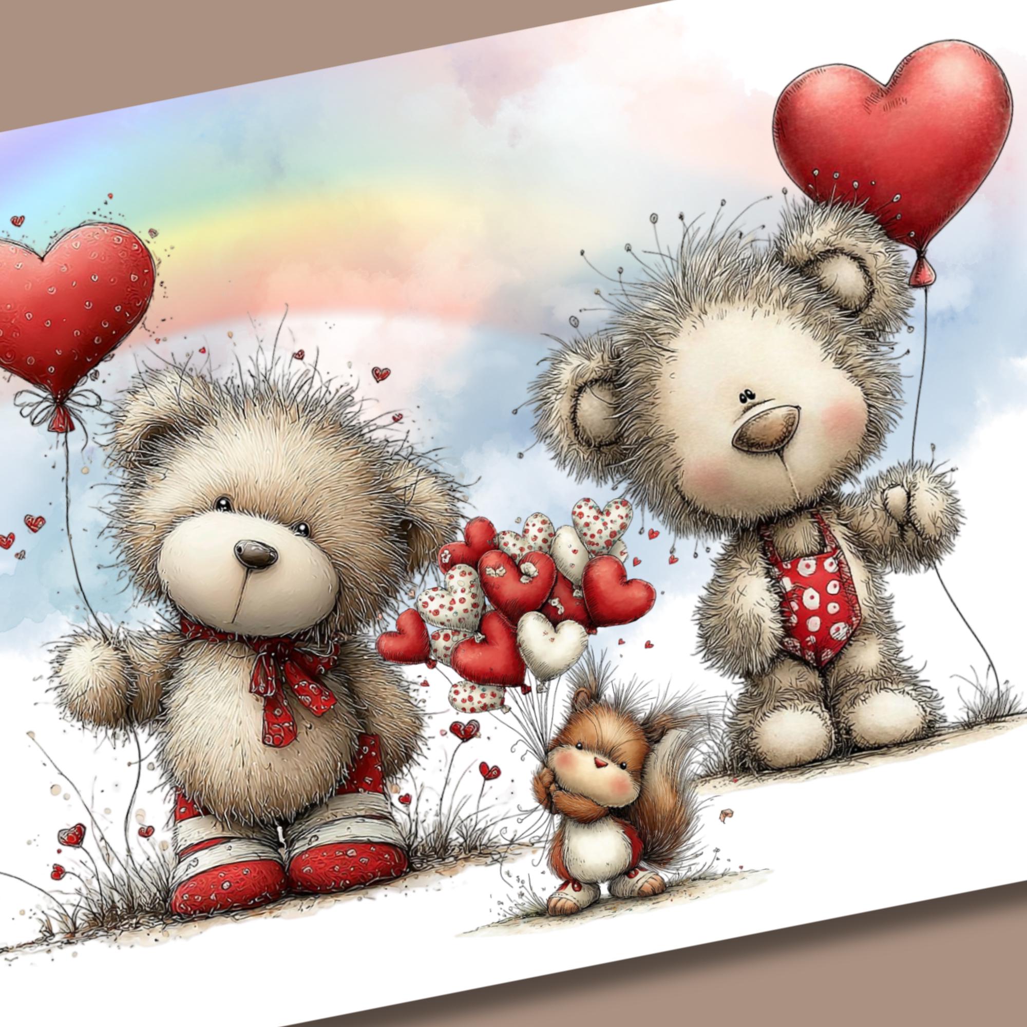 Postkarte Valentinstag Karte Bärenfreunde Glückwunschkarte zur Geburt Grußkarte Geschenkkarte DIN A6 Karte mit Glanzoberfläche #PHL18