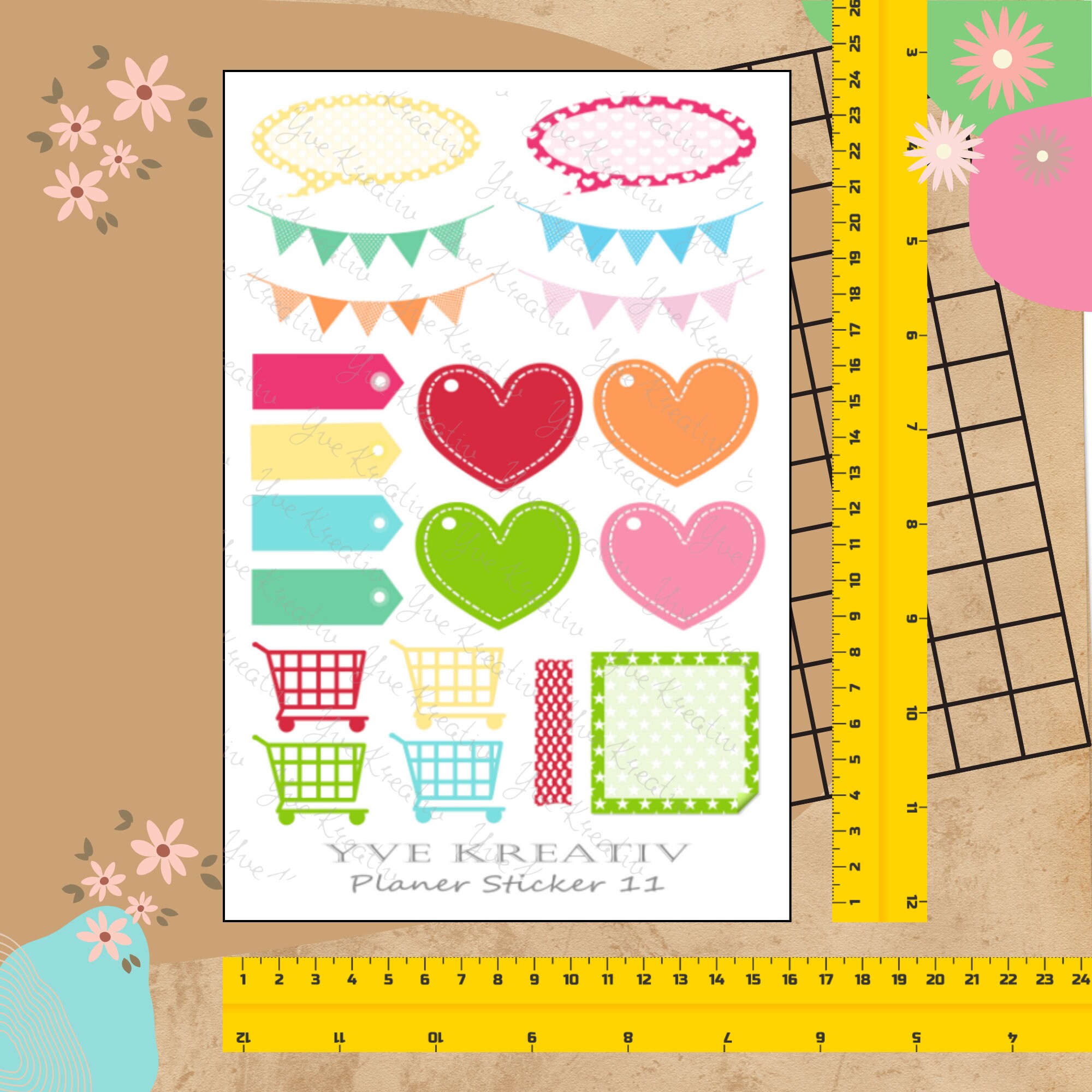 Sticker Planer | 20 Aufkleber Sticker Bogen Set Stickerbogen  -  Wochenplaner Kalender Bullet Journaling  #SBA5