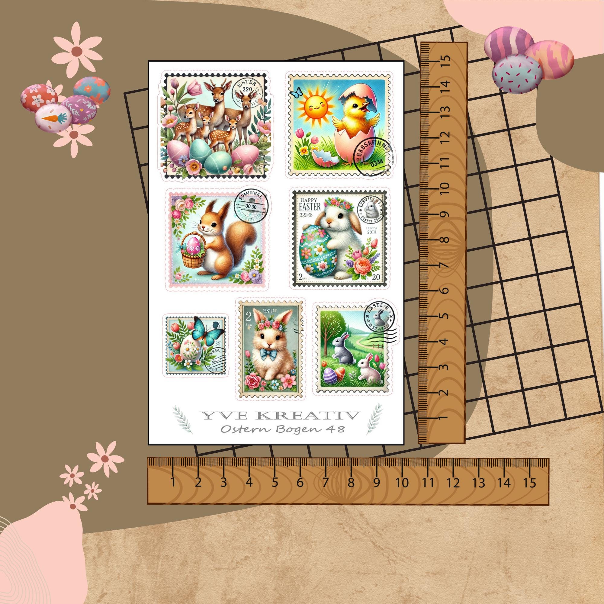 Sticker Bogen "Ostern Osterpost" | Sticker Set - Aufkleber 3 Stickerbogen zur Auswahl in Weiß - Transparent - Matt - Glanz #SBA6