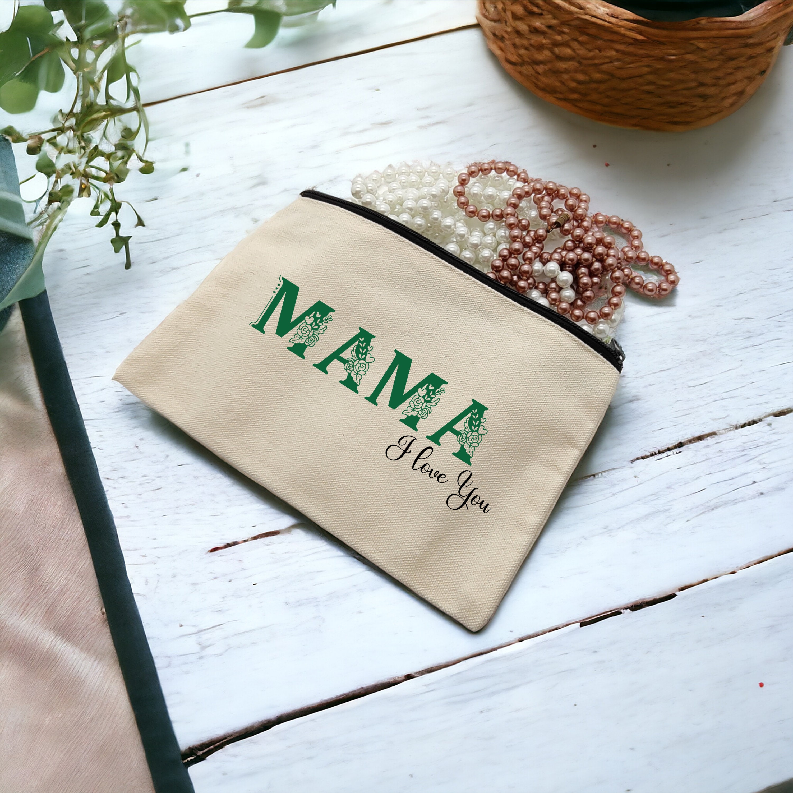 Federmäppchen, Mäppchen für Mama, Kosmetiktasche, kleiner Stoffbeutel mit Reißverschluss, Geschenk Muttertag #FMBAUB Federmäppchen, Mäppchen für Mama, Kosmetiktasche, kleiner Stoffbeutel mit Reißverschluss, Geschenk Muttertag #FMBAUB
