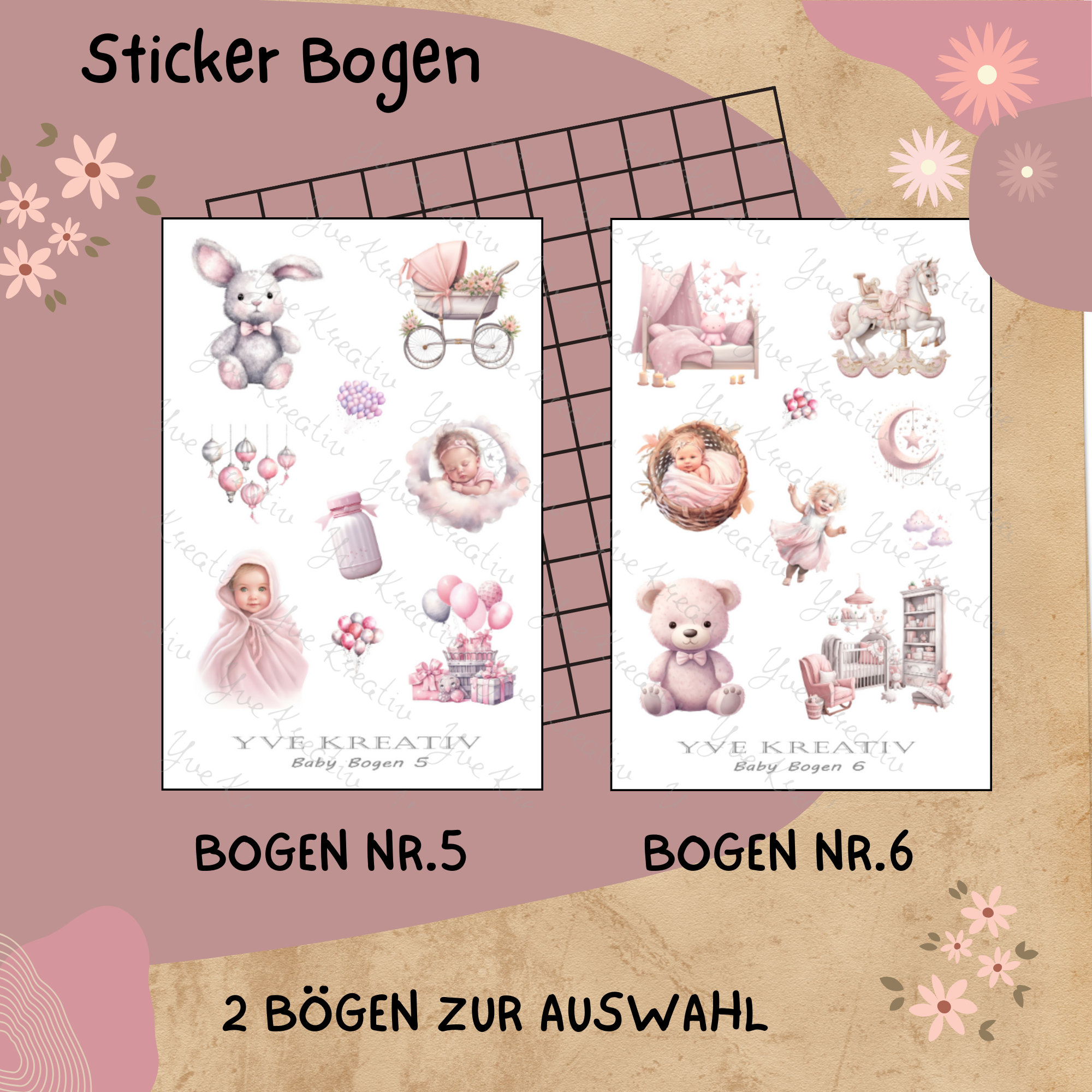 2 Stickerbogen SET Baby Girl Aufkleber Babyparty Sticker Geburt | Sticker Set zur Auswahl in Weiß - Transparent - Matt - Glanz #SBA6 2 Stickerbogen SET Baby Girl Aufkleber Babyparty Sticker Geburt | Sticker Set zur Auswahl in Weiß - Transparent - Matt - Glanz #SBA6