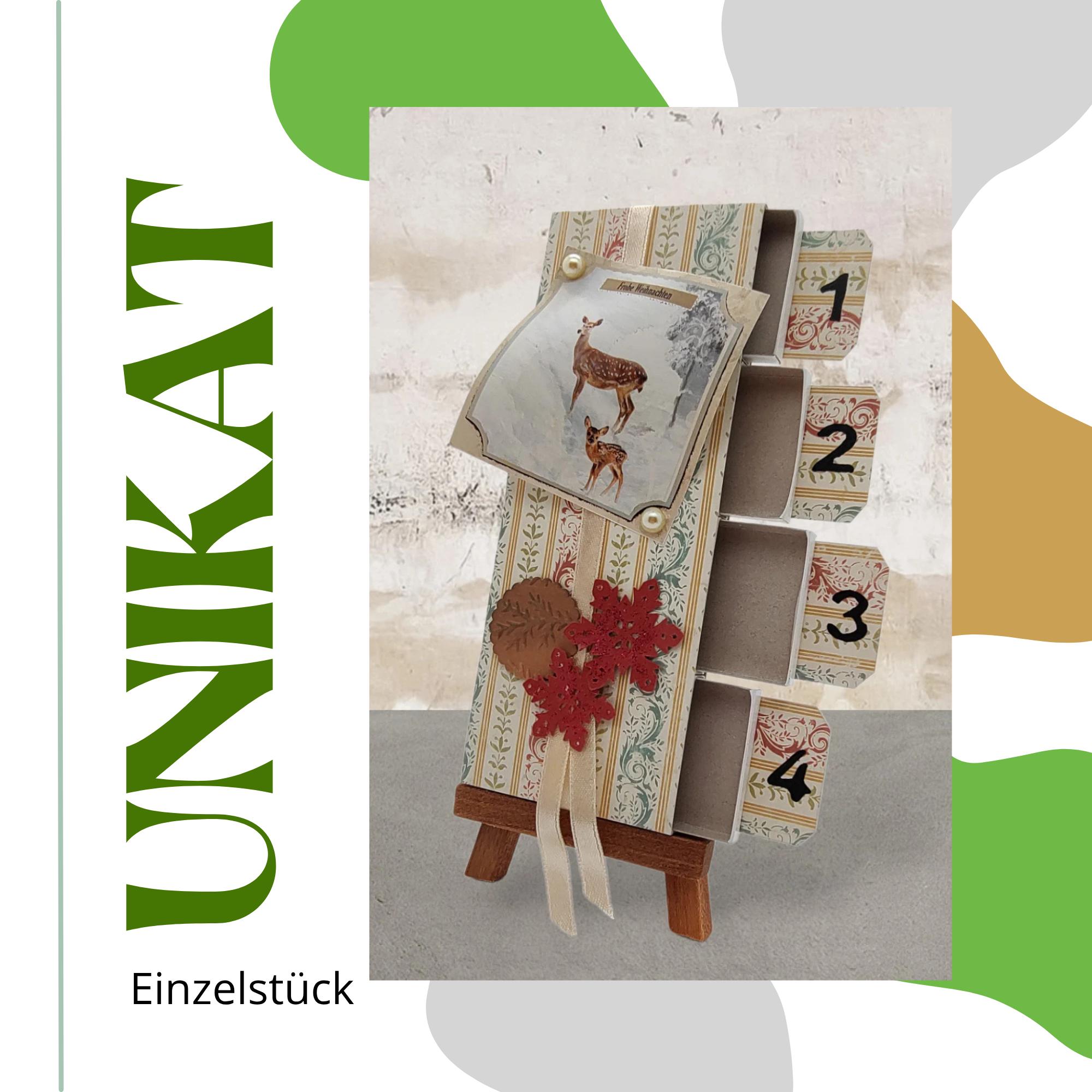 Adventskalender zum Befüllen aus 4 Streichholzschachteln Upcycling kleine Adventsgeschenke Geldgeschenk Weihnachten Mitbringsel #613960866