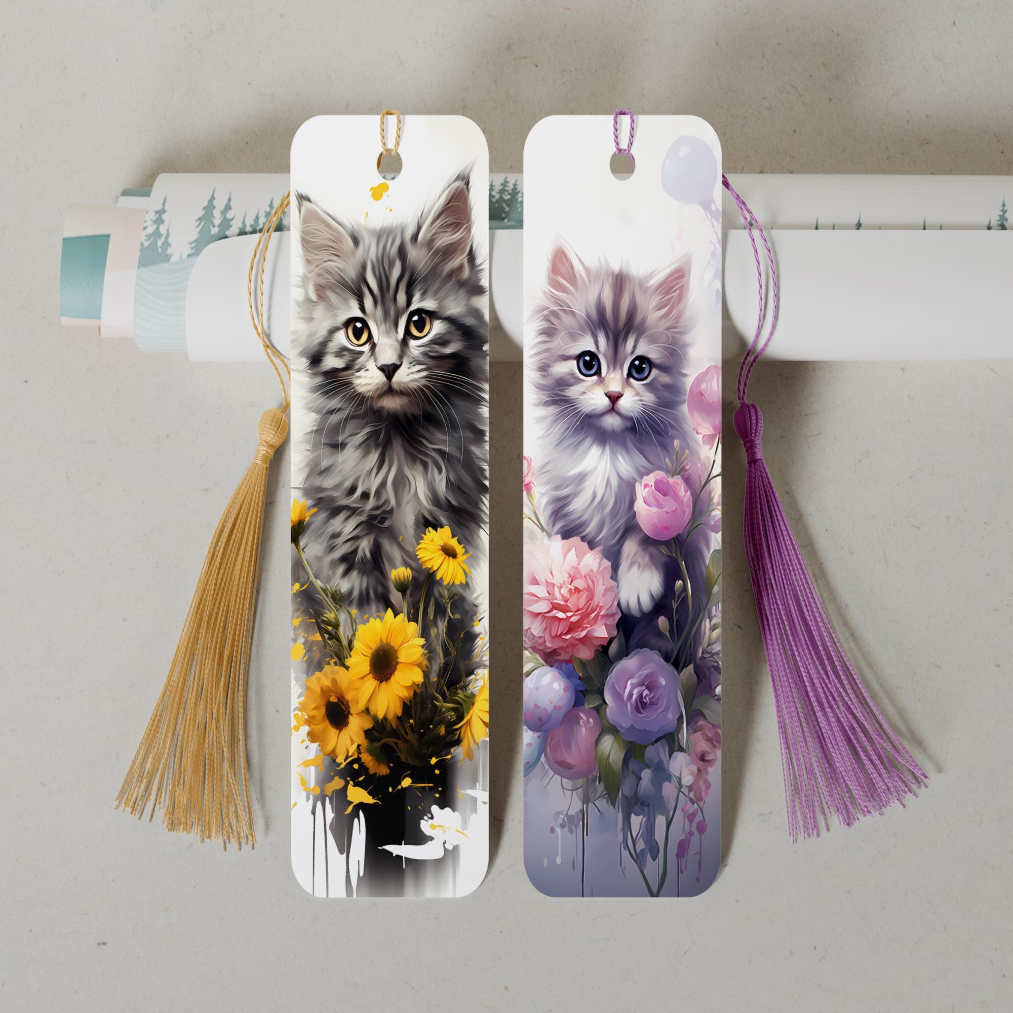 Lesezeichen aus Aluminium Geschenk zum Geburtstag Buchgeschenk "Motiv Katze" Bookmark - 2 Motive zur Auswahl  #LEALU