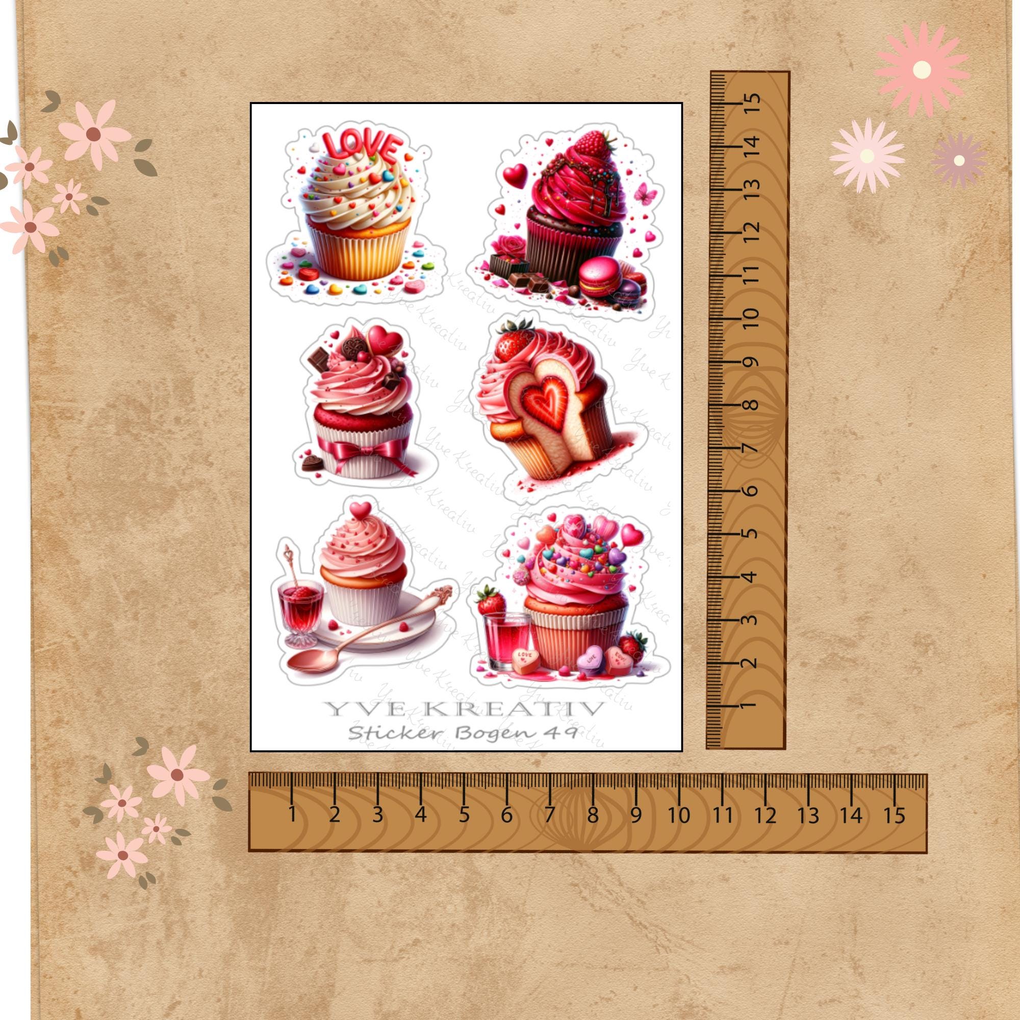 Aufkleber Cupcake Sommer Sticker Bogen Erdbeere Muffin Stickerbogen 3 Bögen zur Auswahl in Weiß - Transparent - Matt - Glanz #SBA6 Aufkleber Cupcake Sommer Sticker Bogen Erdbeere Muffin Stickerbogen 3 Bögen zur Auswahl in Weiß - Transparent - Matt - Glanz #SBA6