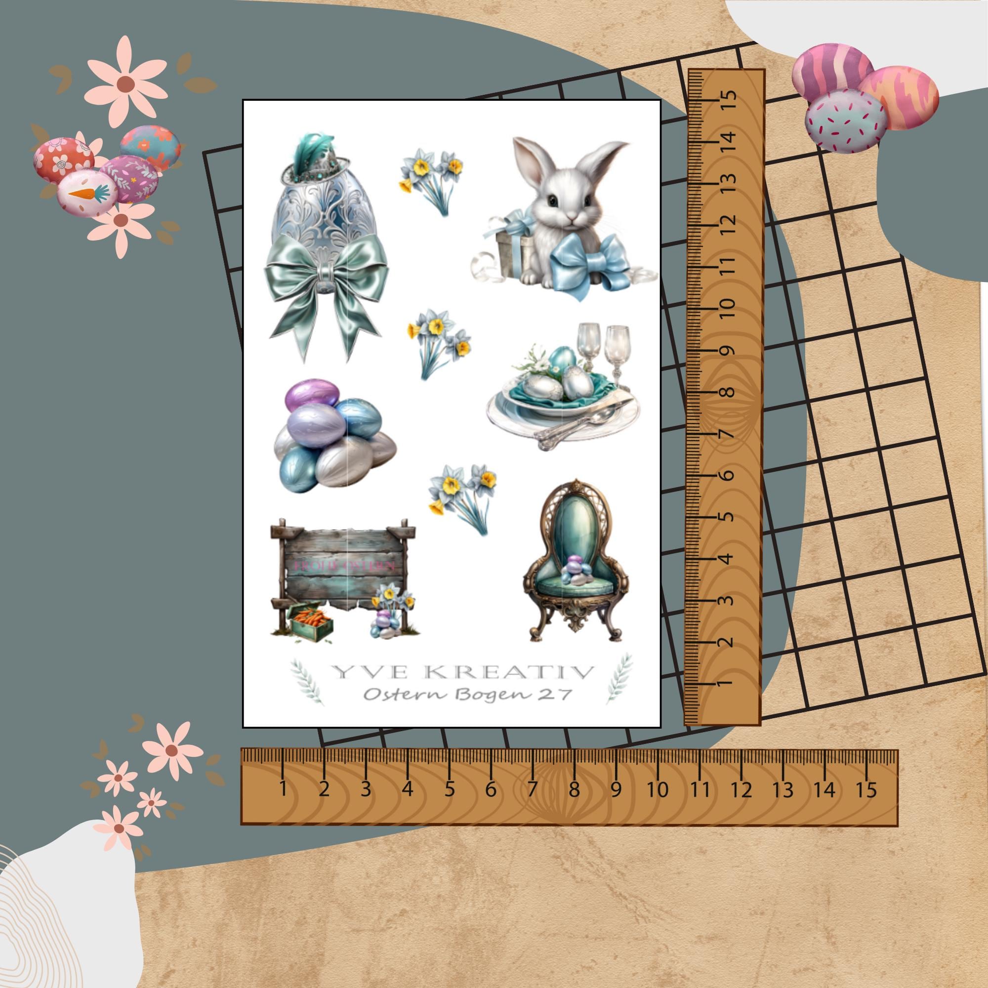 Sticker Bogen " Ostern " | Sticker Set - Aufkleber 3 Stickerbogen zur Auswahl in Weiß - Transparent - Matt - Glanz #SBA6