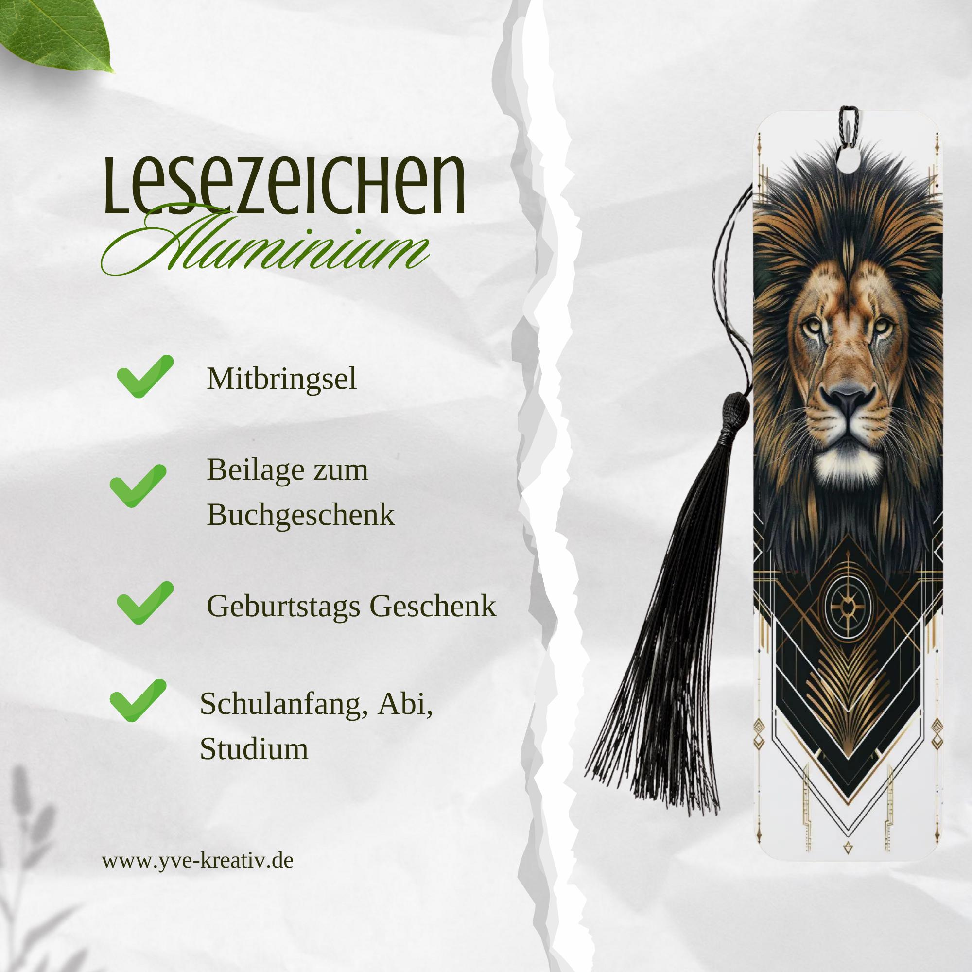 Lesezeichen aus Metall Schäferhund Geschenk Bücherzeichen Löwe Mitbringsel Tierliebhaber Bookmark Art Déco Stil -2 Motive zur Auswahl #LEALU