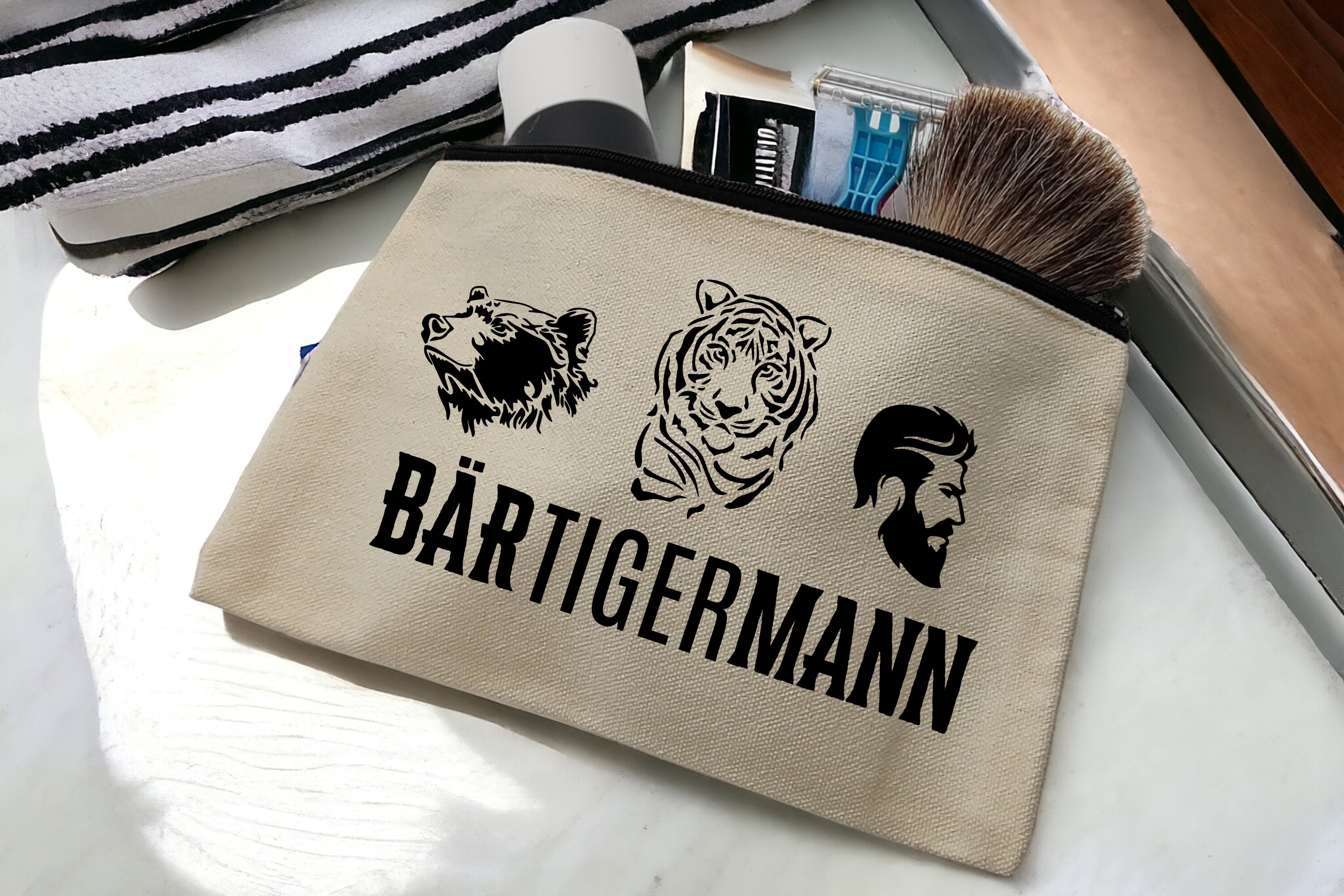 Kosmetiktasche, Federmäppchen, Mäppchen, kleiner Stoffbeutel mit Reißverschluss, Geschenk zum Vatertag #FMBAUB Kosmetiktasche, Federmäppchen, Mäppchen, kleiner Stoffbeutel mit Reißverschluss, Geschenk zum Vatertag #FMBAUB