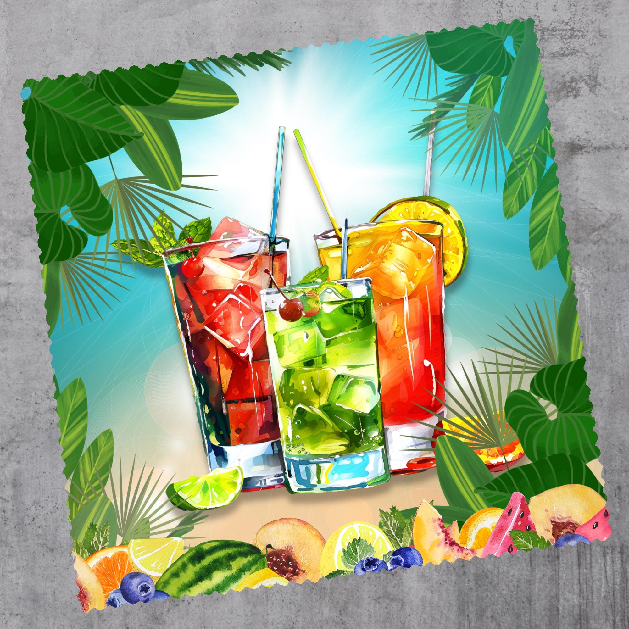 Brillenputztuch bedrucktes Mikrofasertuch für Brillen Tuch für Displays Geschenk zum Geburtstag Sommer Cocktail #ES10