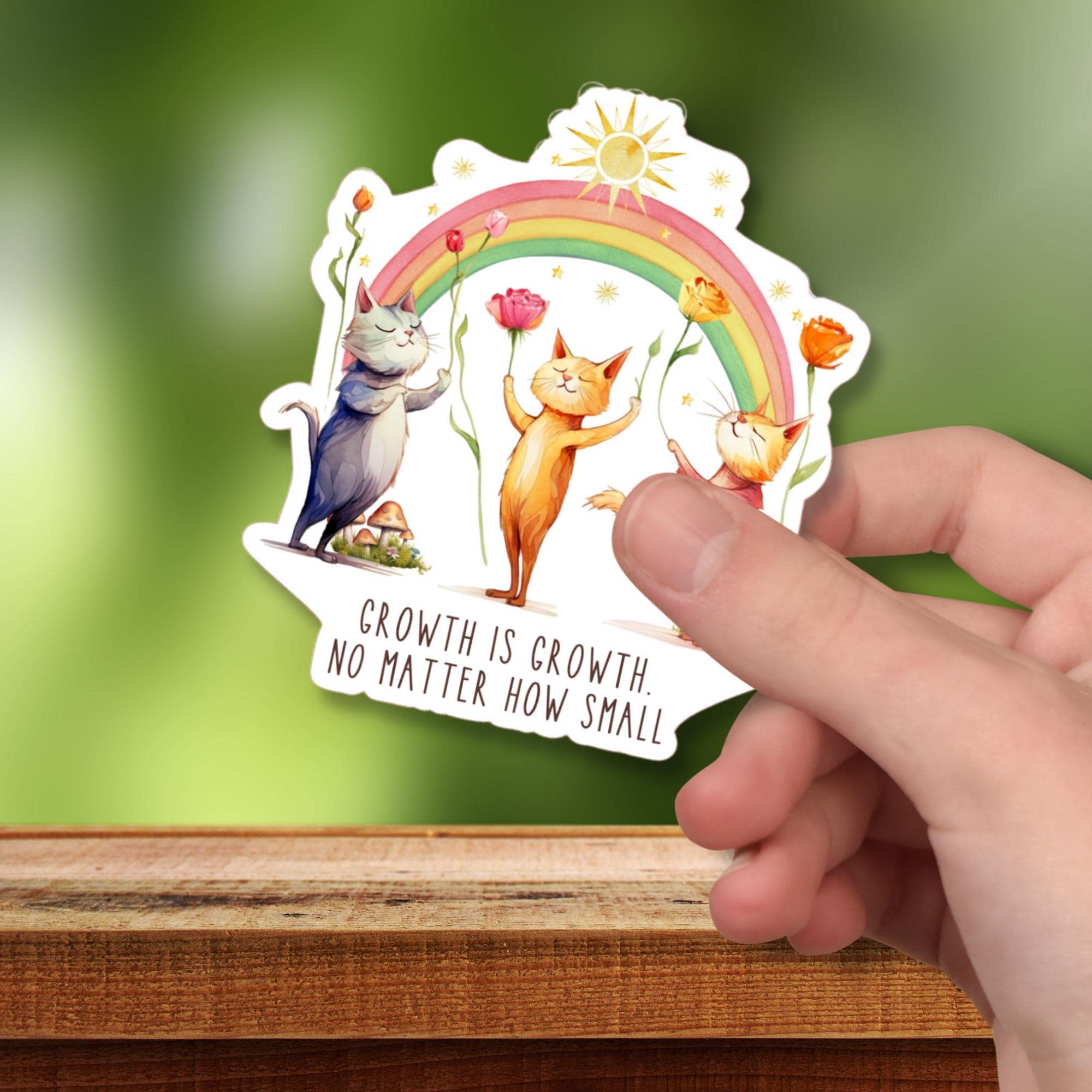 Kofferaufkleber, Geschenkaufkleber, Aufkleber Motivation, großer Katzen Regenbogen Sticker I zur Auswahl in Weiß oder Transparent  #SEG8
