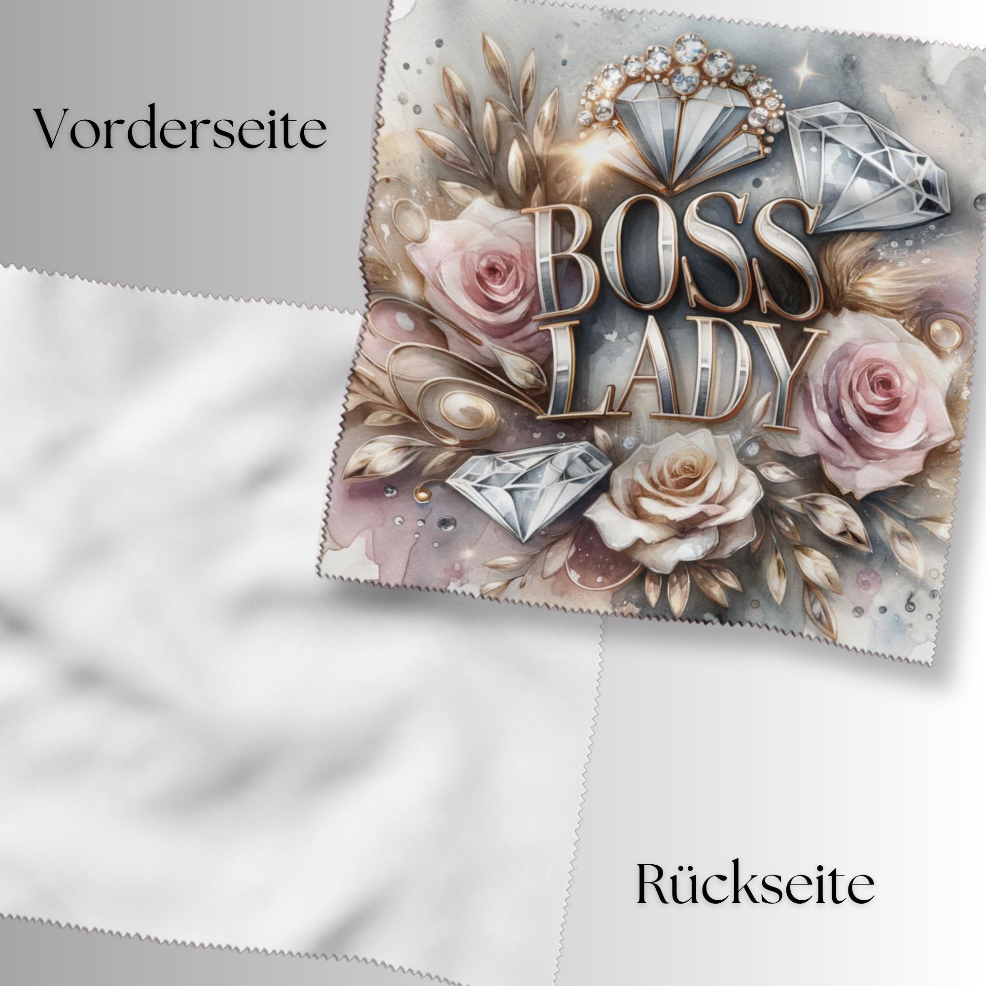 Brillenputztuch Boss Lady bedrucktes Mikrofasertuch für Brille Display Handy Sonnenbrille Größe 15x15 cm oder 20x20 cm #BE18