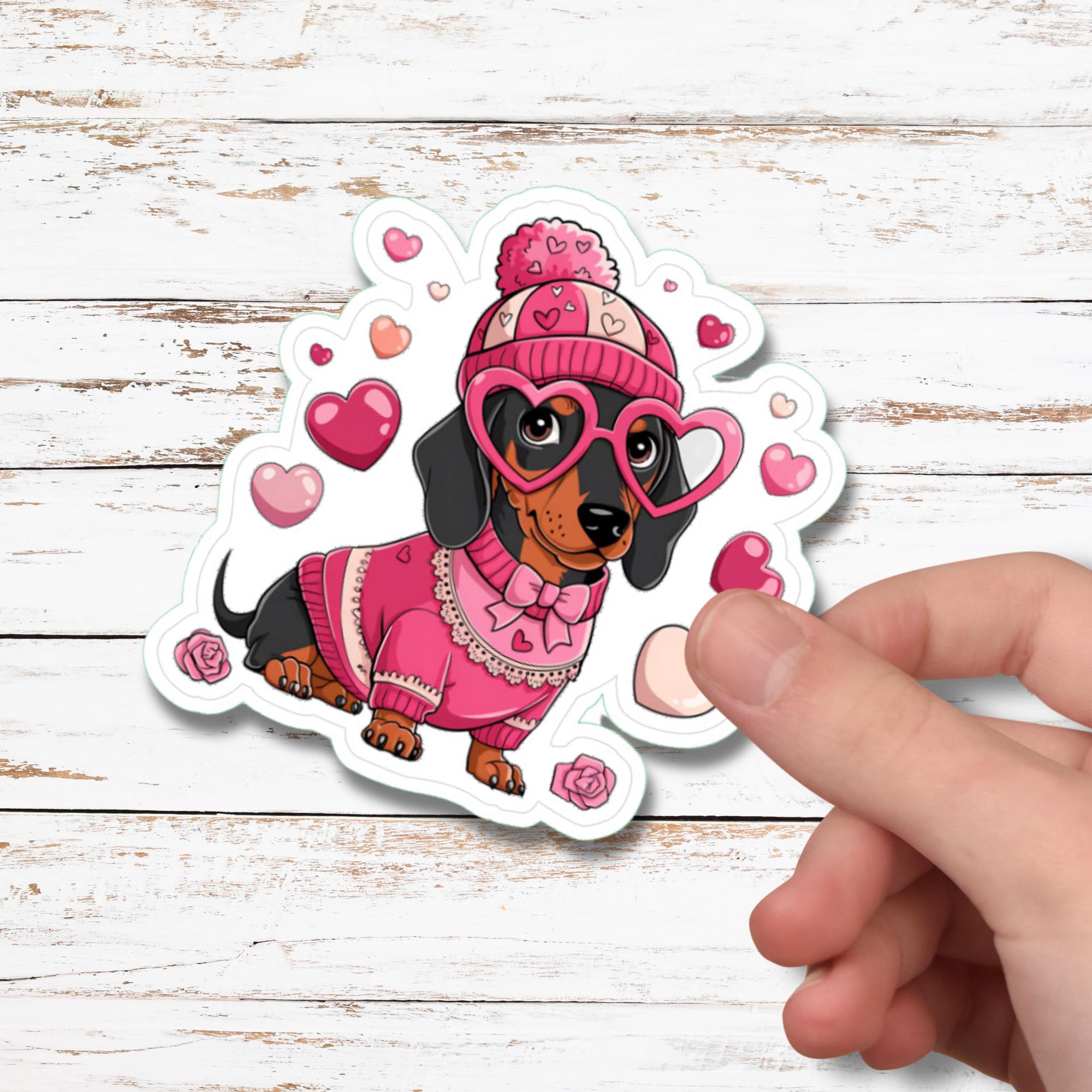 Großer Aufkleber, Love Dackel Sticker, großer Koffer Sticker, Kofferaufkleber  -  zur Auswahl in Weiß oder Transparent  #SEG8