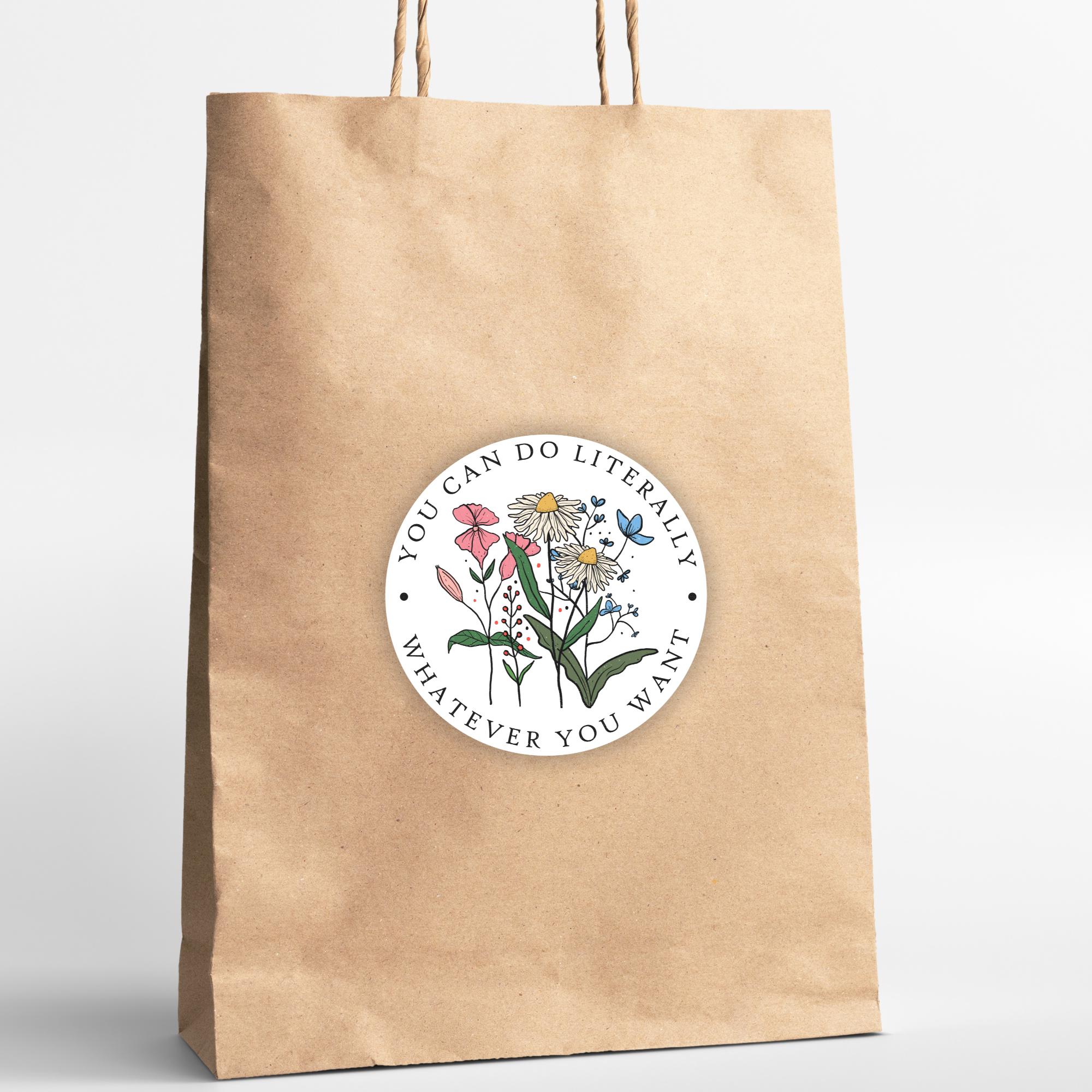 Kofferaufkleber, Geschenkaufkleber, Aufkleber Motivation, großer Blumen Sticker I zur Auswahl in Weiß oder Transparent  #SEG8