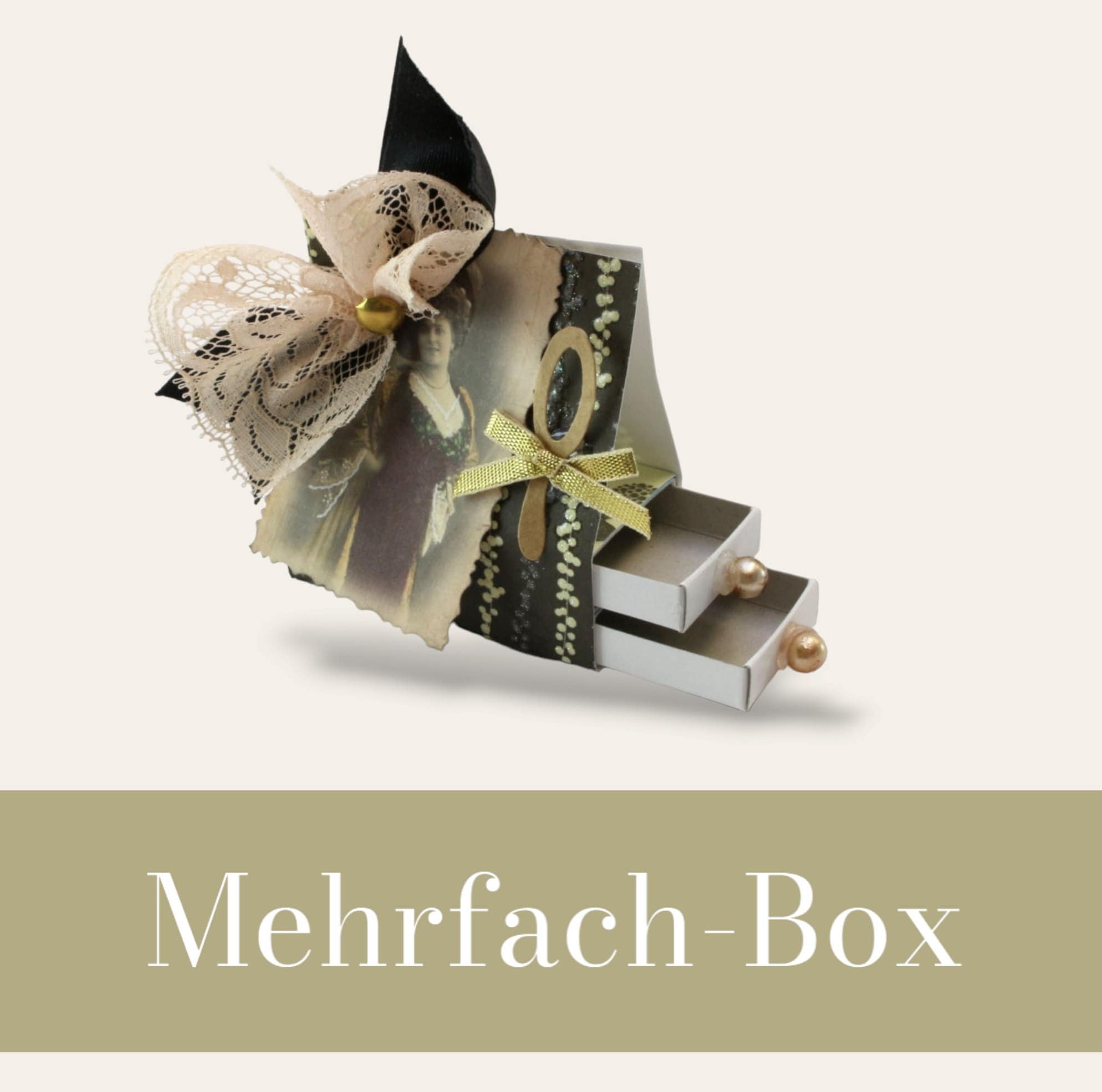 Kleine doppelt Schachtel, verzierte Streichholzschachtel als originelle Geschenkverpackung für Geld, Gutscheine und mehr