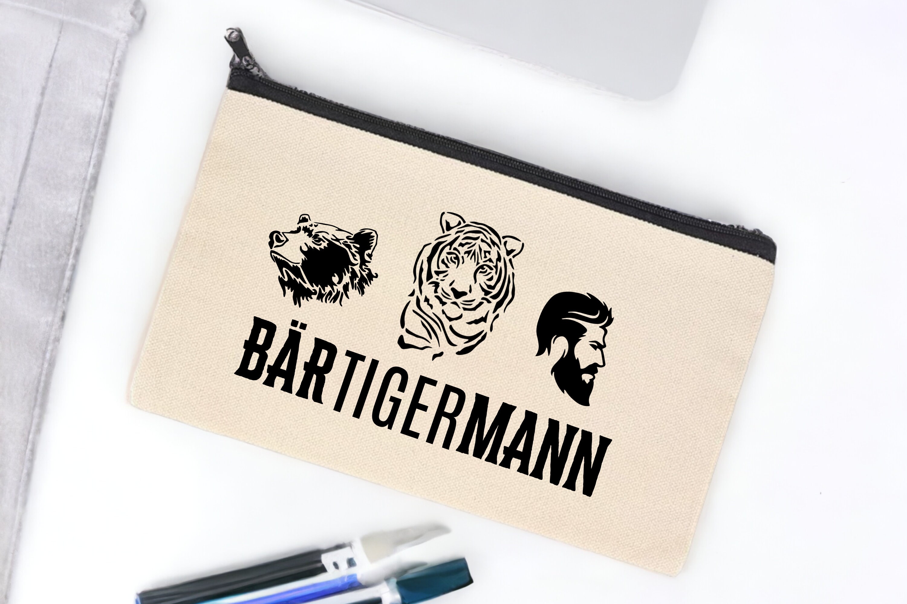 Kosmetiktasche, Federmäppchen, Mäppchen, kleiner Stoffbeutel mit Reißverschluss, Geschenk zum Vatertag #FMBAUB Kosmetiktasche, Federmäppchen, Mäppchen, kleiner Stoffbeutel mit Reißverschluss, Geschenk zum Vatertag #FMBAUB