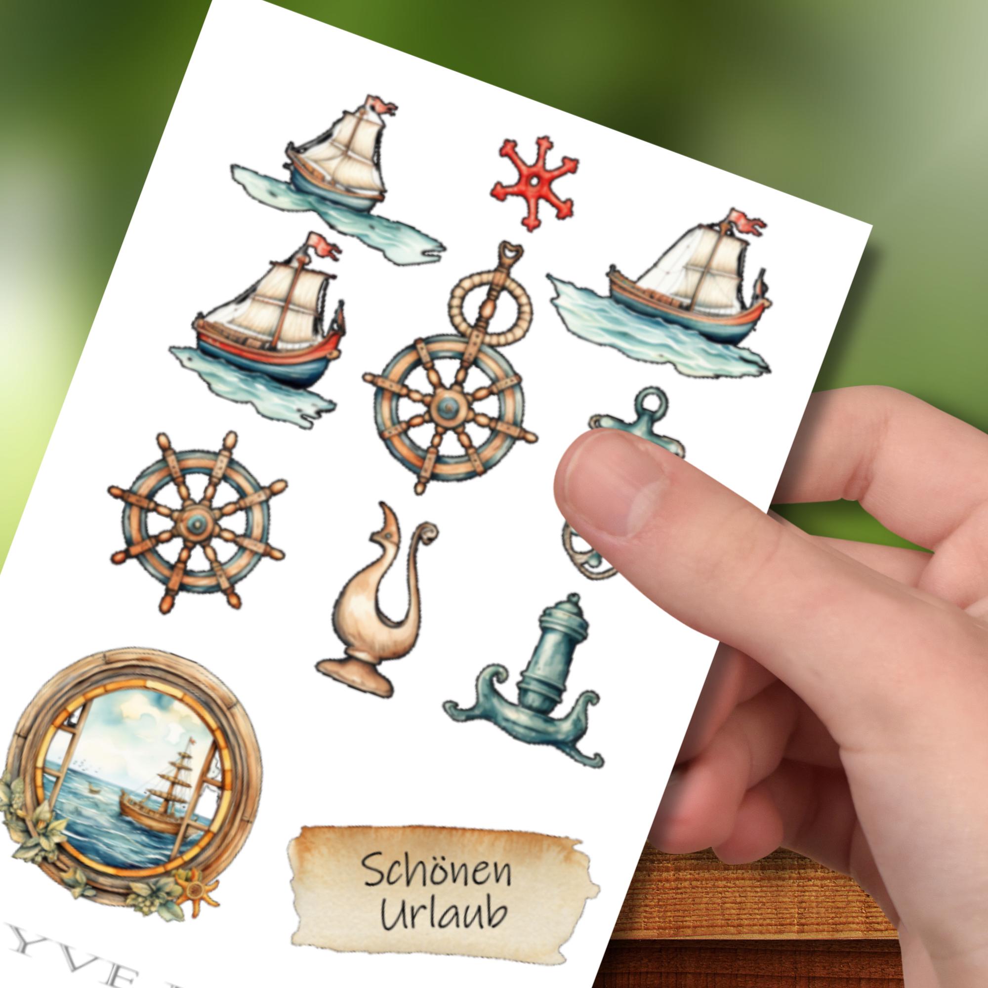 Sticker Bogen Aufkleber Maritim Meer Urlaub Reisen Stickerbögen SET zur Auswahl in Weiß Transparent Matt Glanz #SBA6 Sticker Bogen Aufkleber Maritim Meer Urlaub Reisen Stickerbögen SET zur Auswahl in Weiß Transparent Matt Glanz #SBA6
