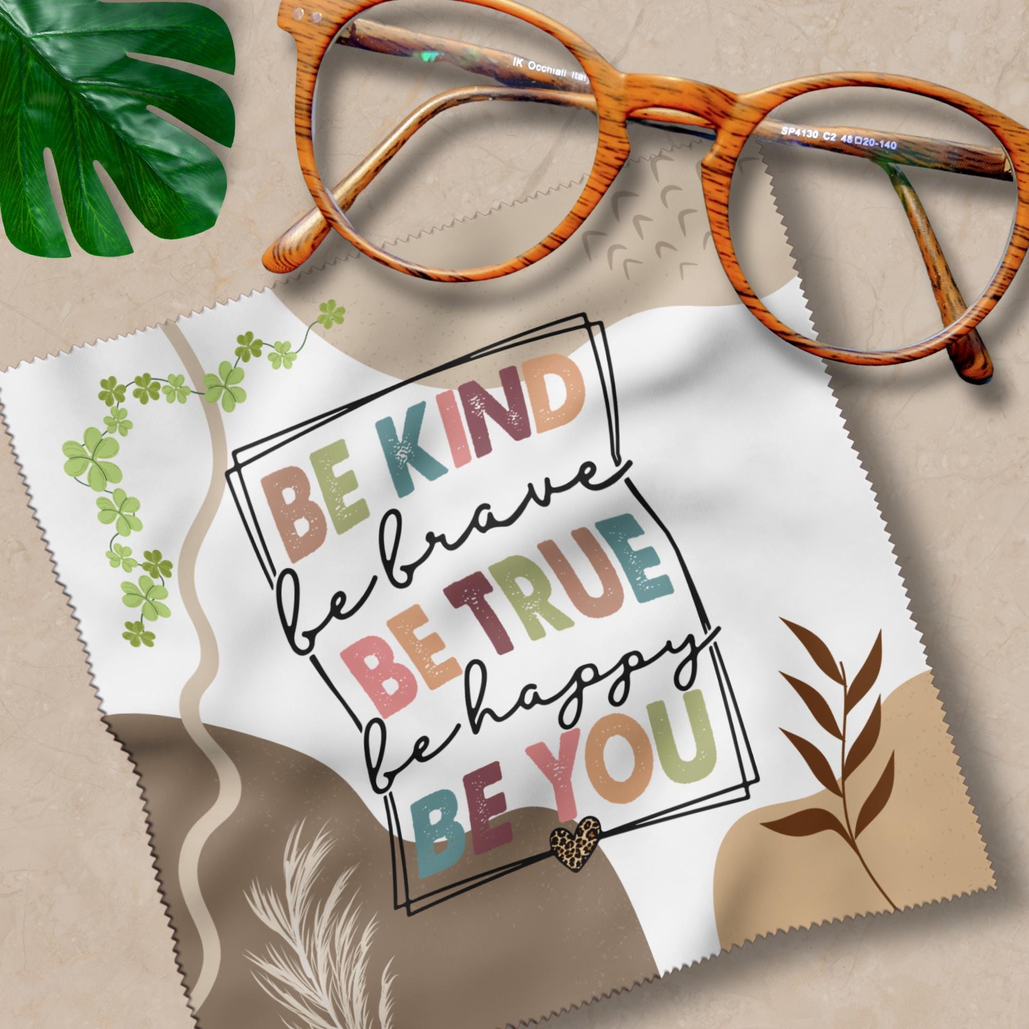 Brillenputztuch Be Kind bedrucktes Mikrofasertuch für Brillen Displays Mitbringsel Freundin Geschenkidee Mama Geschenk  #MO23