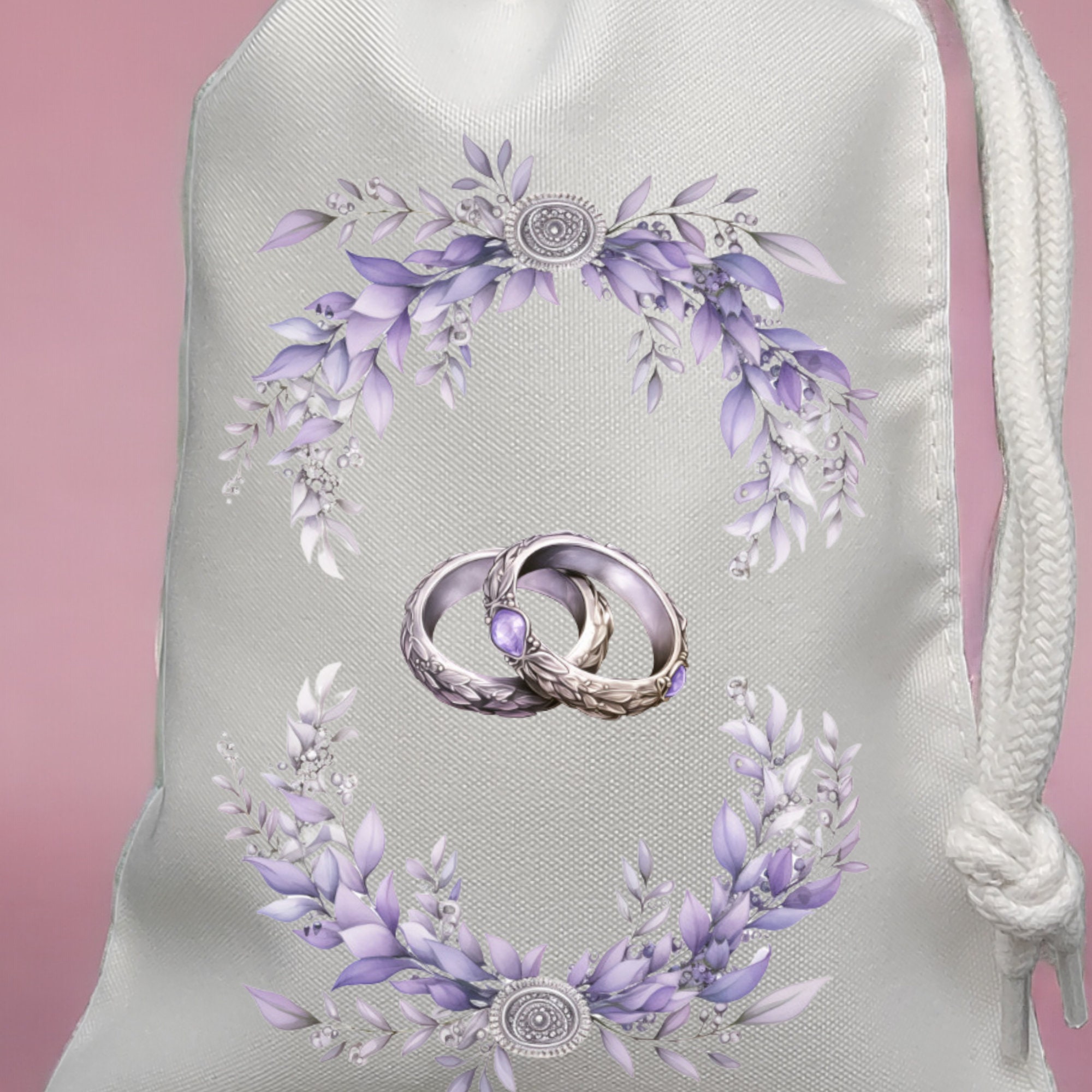 Geschenksäckchen beidseitig bedruckt, Lavendel Hochzeit, Geschenkbeutel, Stofftasche, Stoffbeutel, Verpackung, Geschenkverpackung  #GSSUB